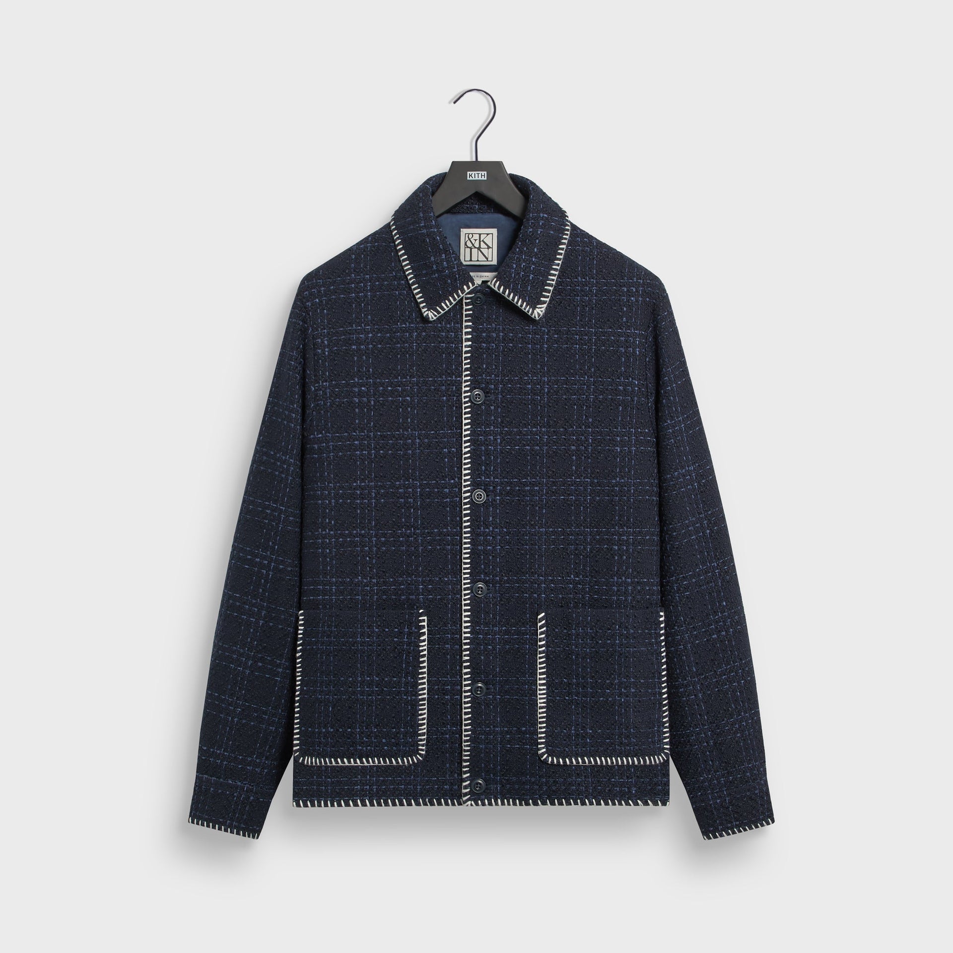 &Kin Tweed Boxy Collared Overshirt - Nocturnal