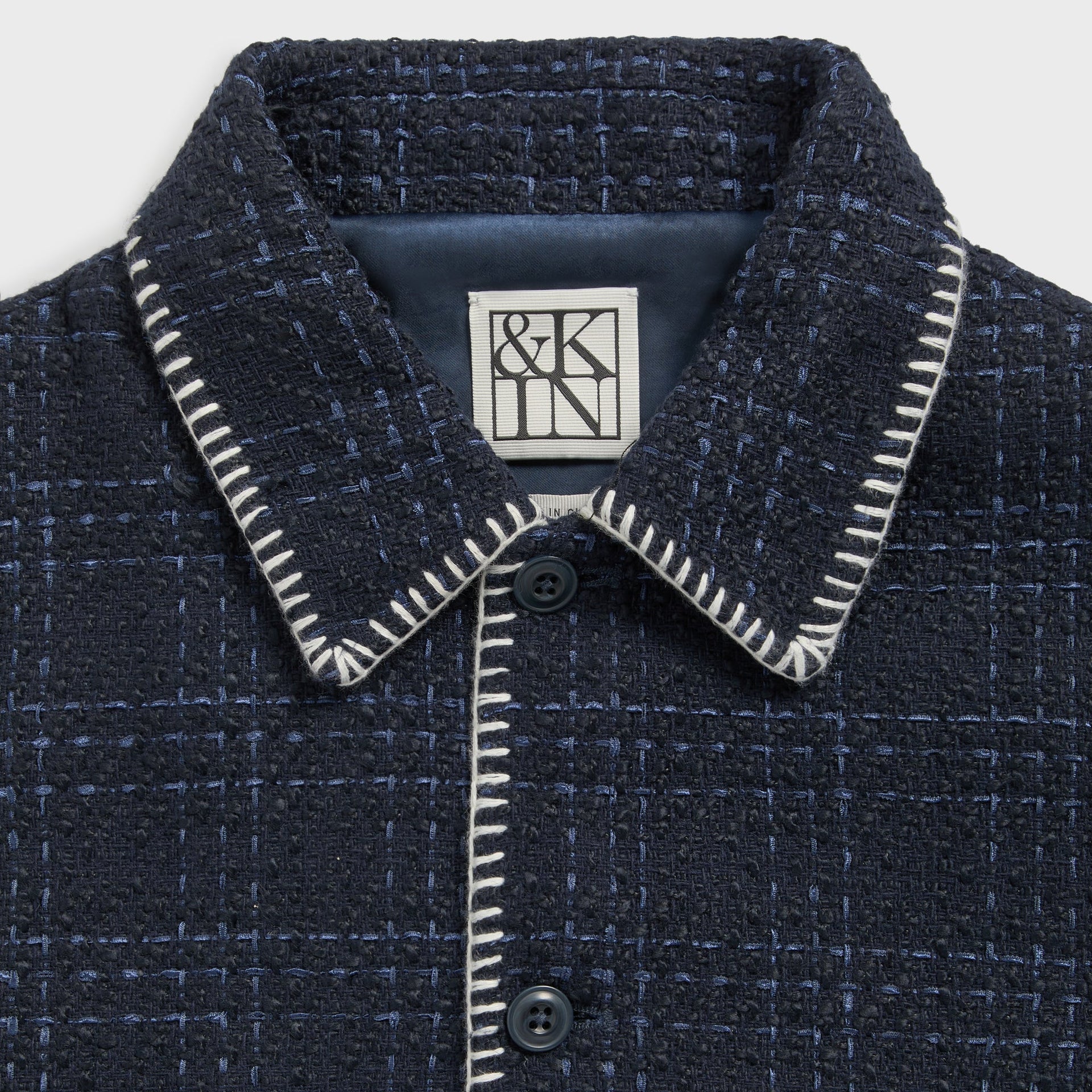 &Kin Tweed Boxy Collared Overshirt - Nocturnal