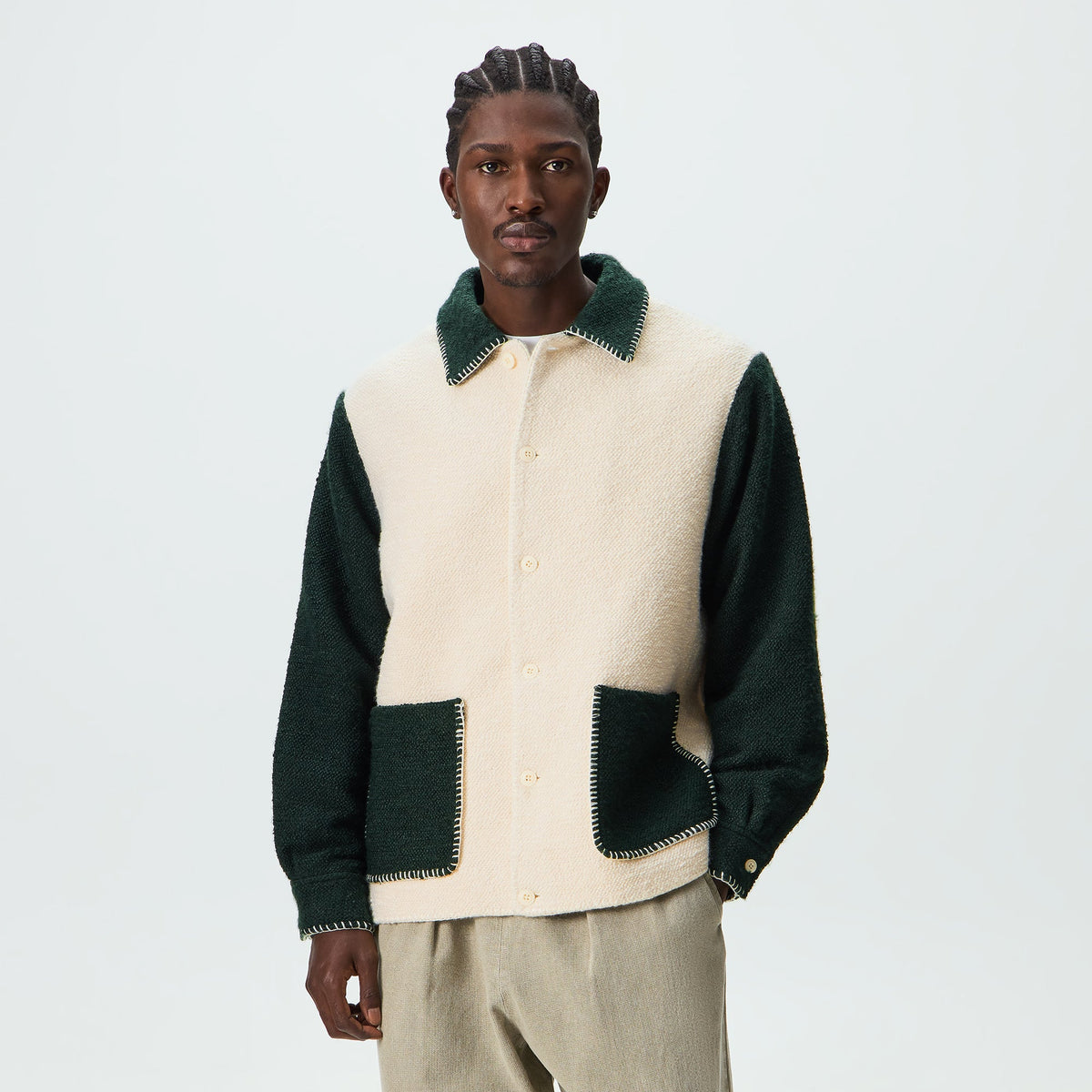 Kith Boucle Boxy Collared Overshirt - Sandrift