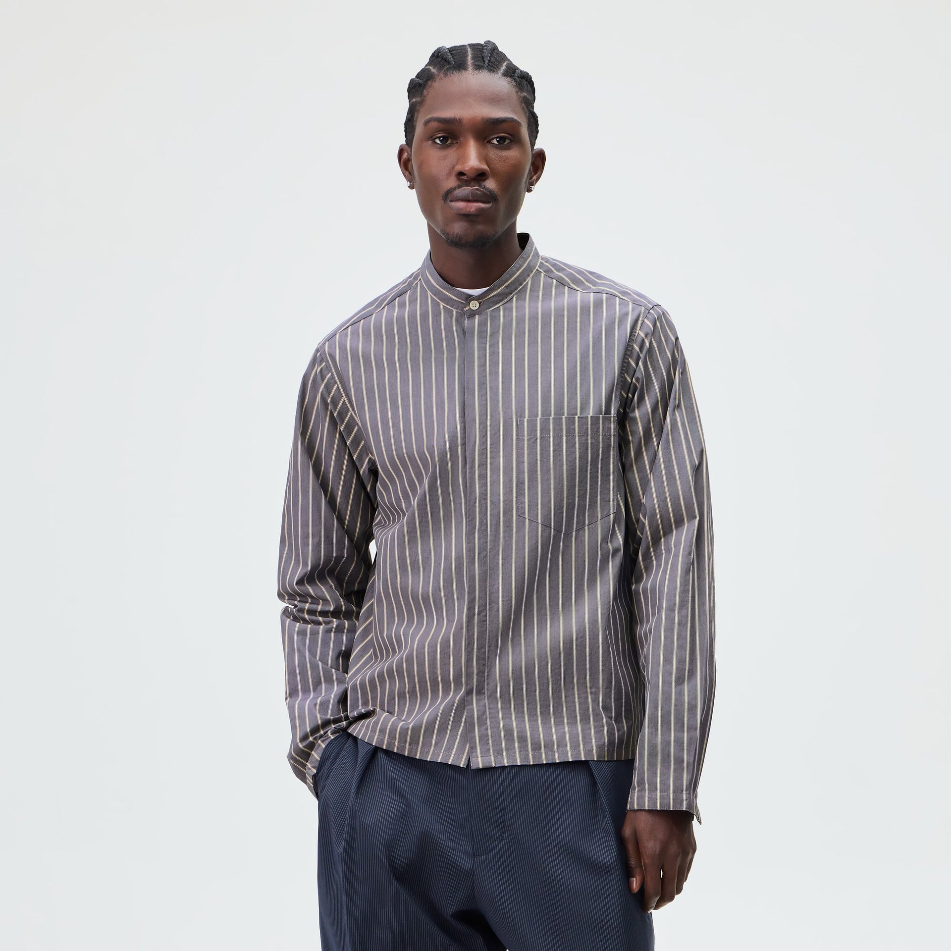 &Kin Striped Poplin Nico Shirt - Chasm