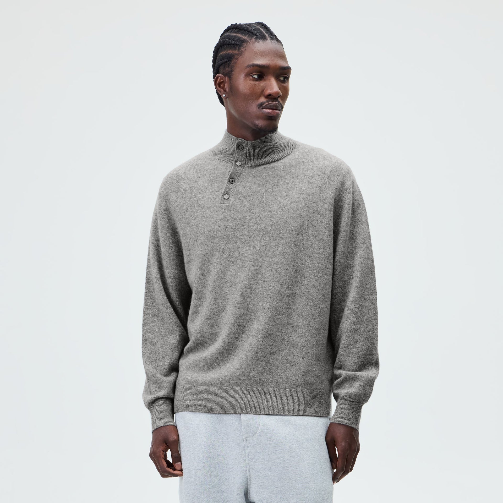 &Kin Cashmere Cyrus Turtleneck - Mid Heather Grey