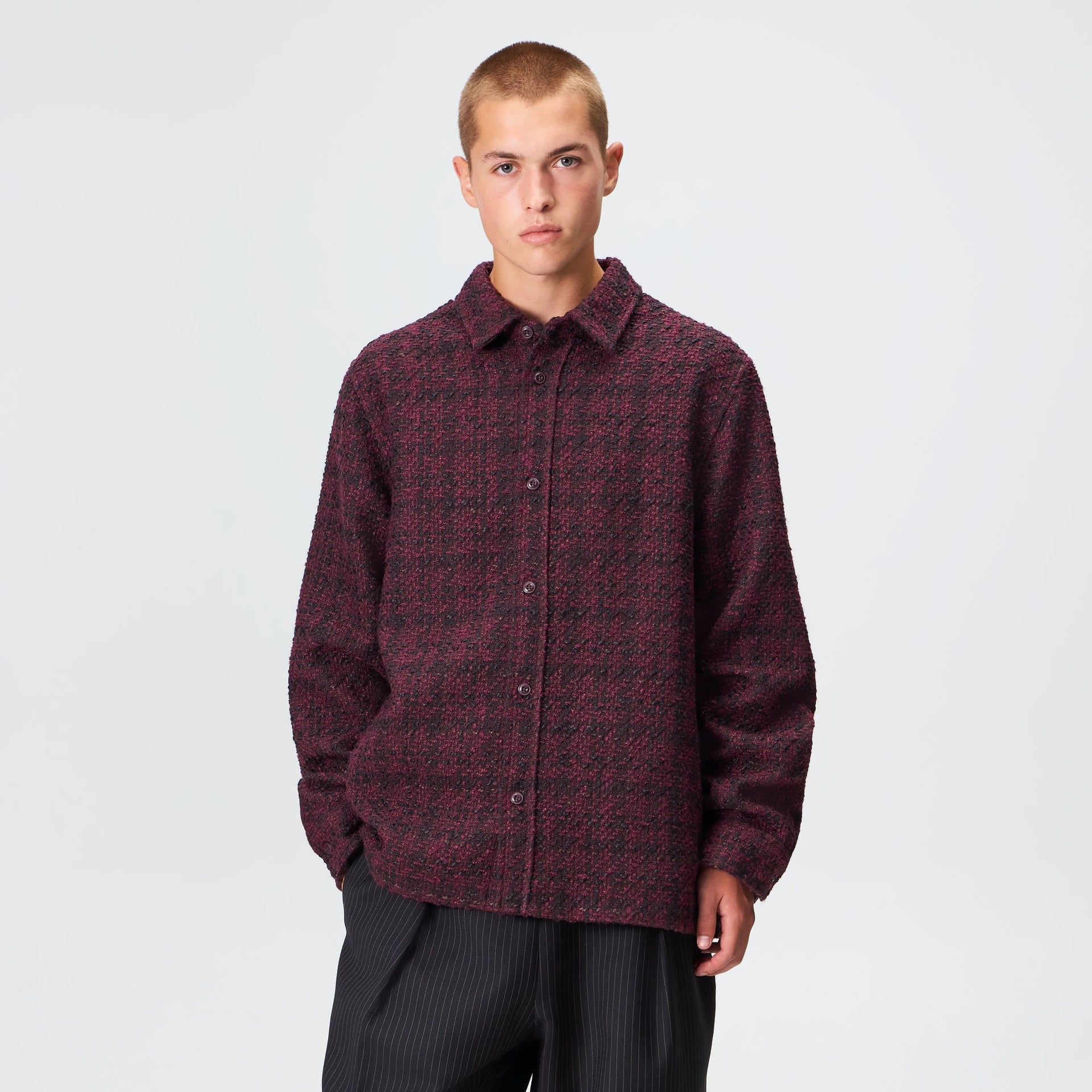 Kith Boucle Plaid Boxy Collared Overshirt - Essence - PH