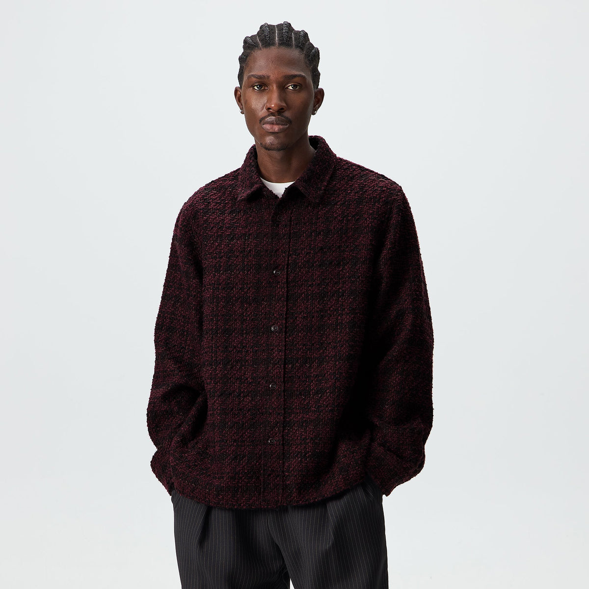 Kith Boucle Plaid Boxy Collared Overshirt - Essence