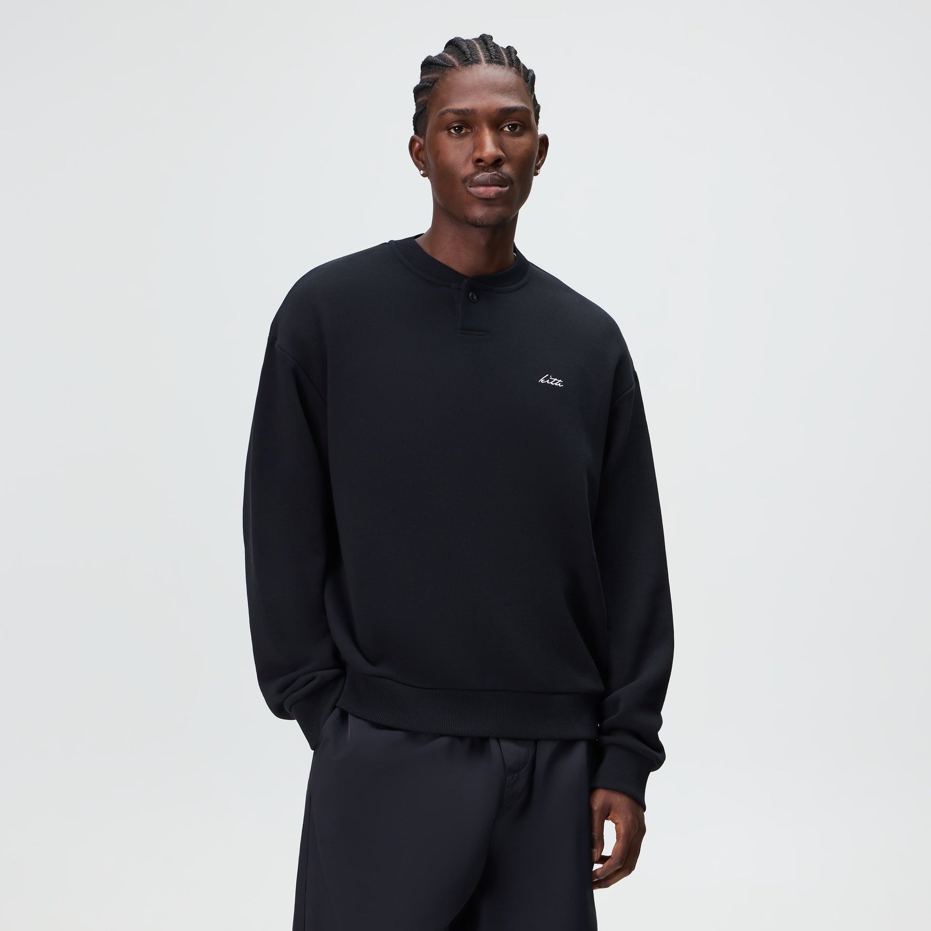 Kith Heavy Loop Henley Nelson Pullover - Black