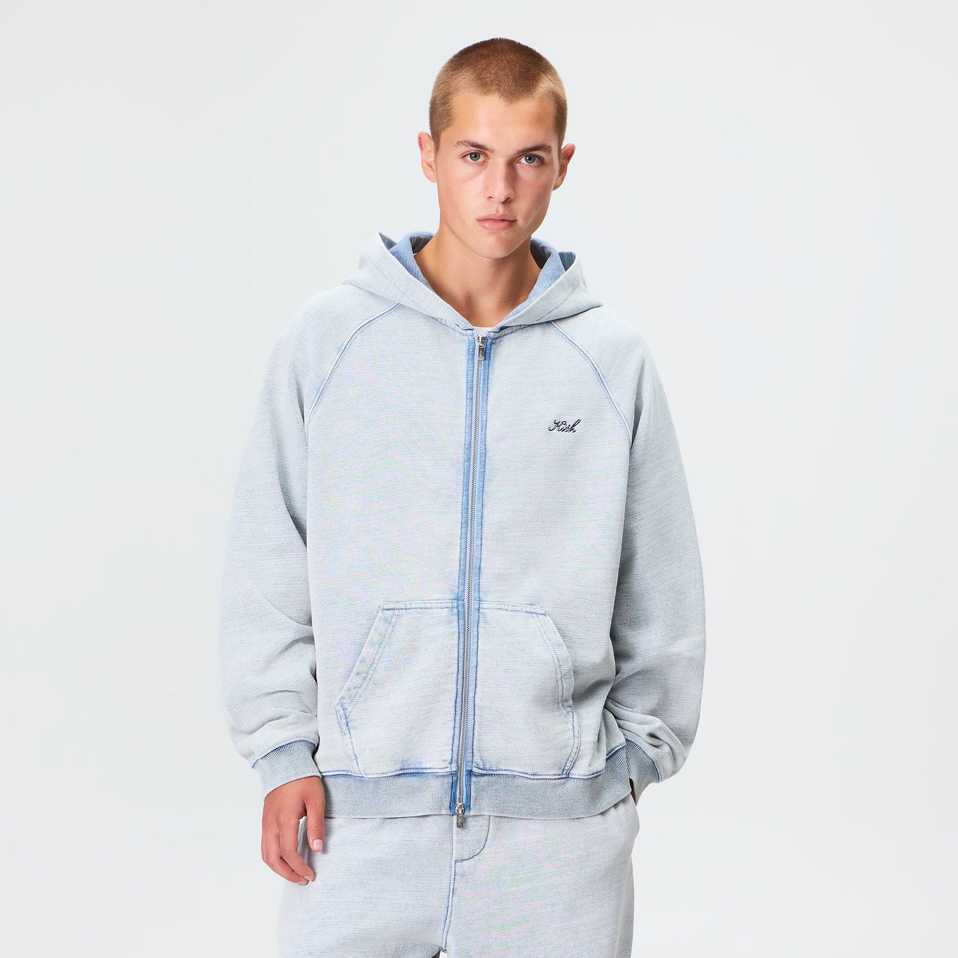 Kith Indigo Fleece Wilder Full Zip Hoodie - Pale Indigo