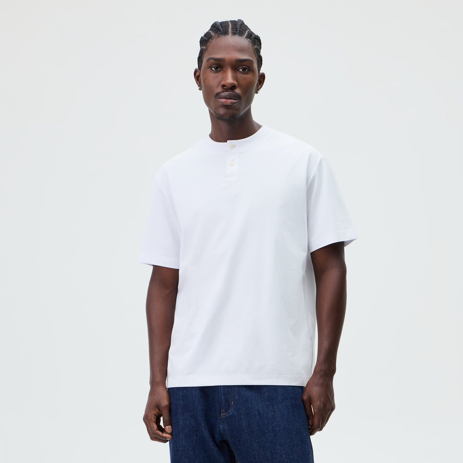 &Kin Albie Henley Tee - White