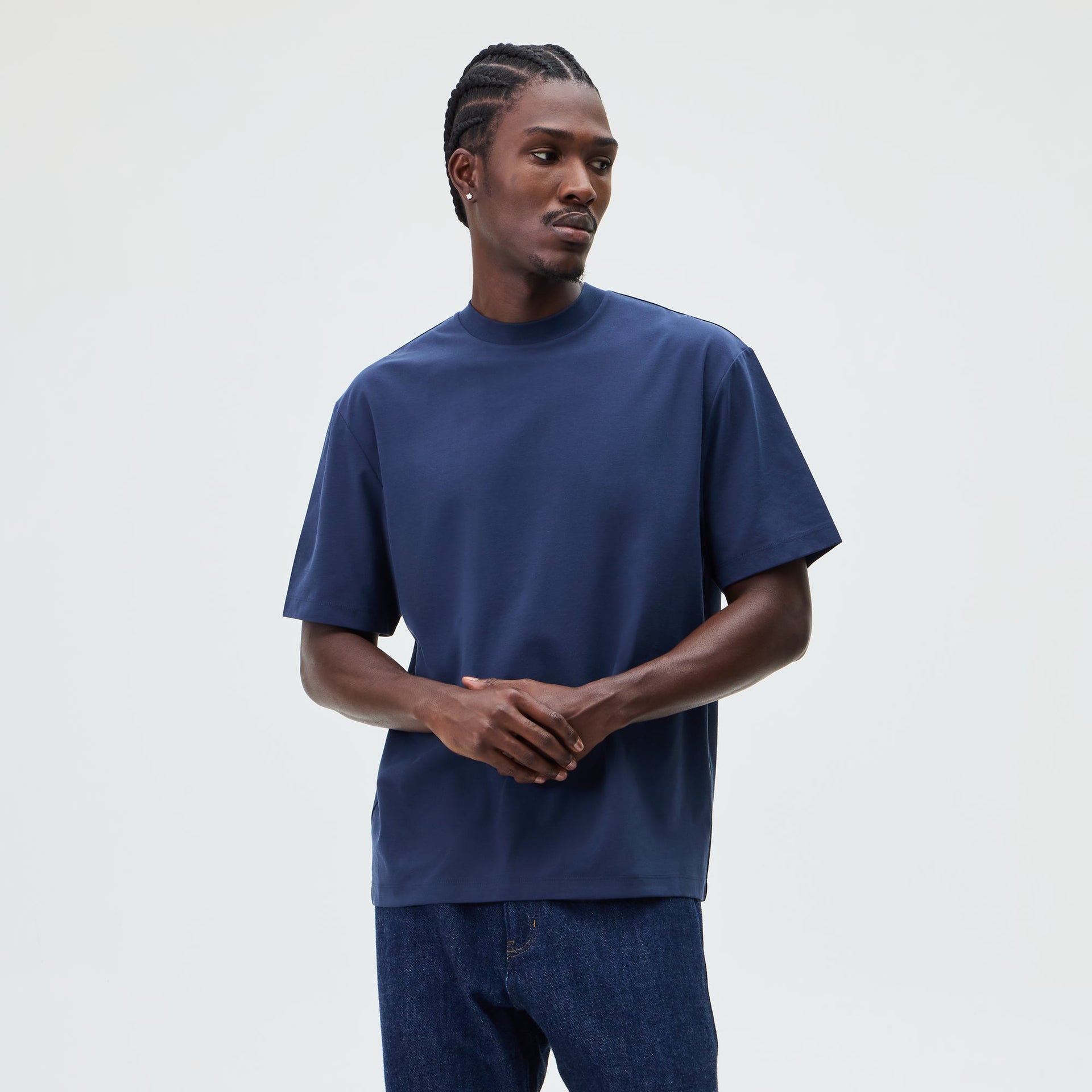 &Kin Mock Neck Albie Tee - Nocturnal