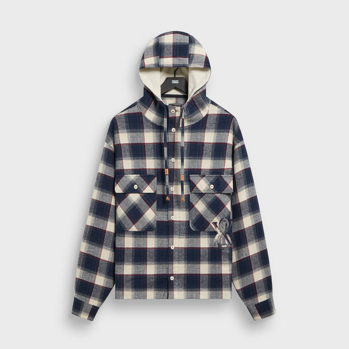 Kith Waffle Plaid Henson Hooded Buttondown - Sandrift
