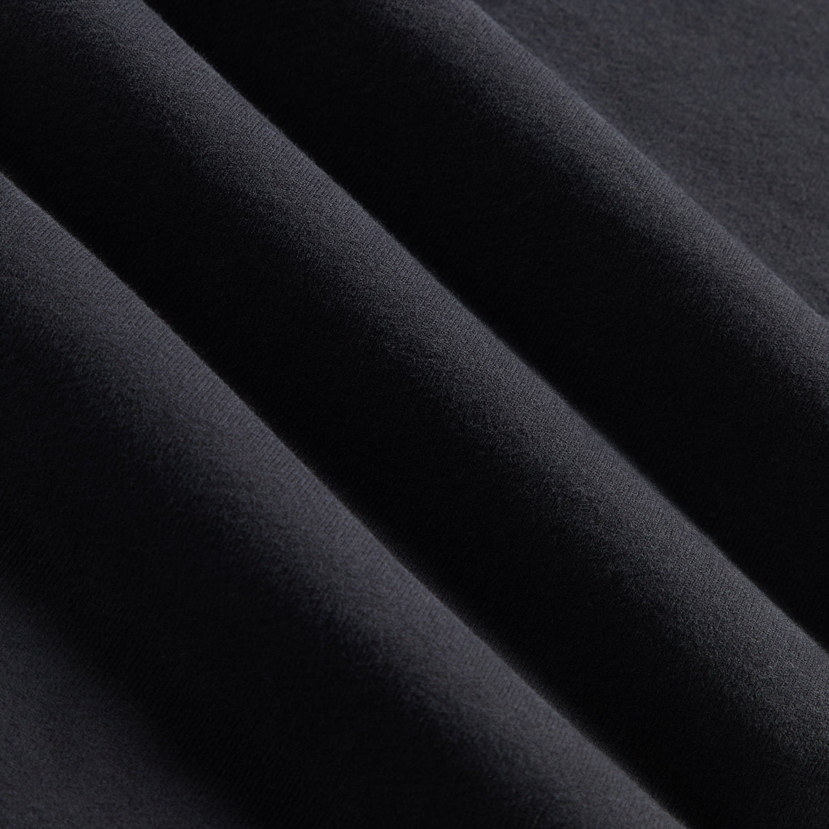 Close-up of black sueded french terry fabric of the Kith Nelson rugby pullover