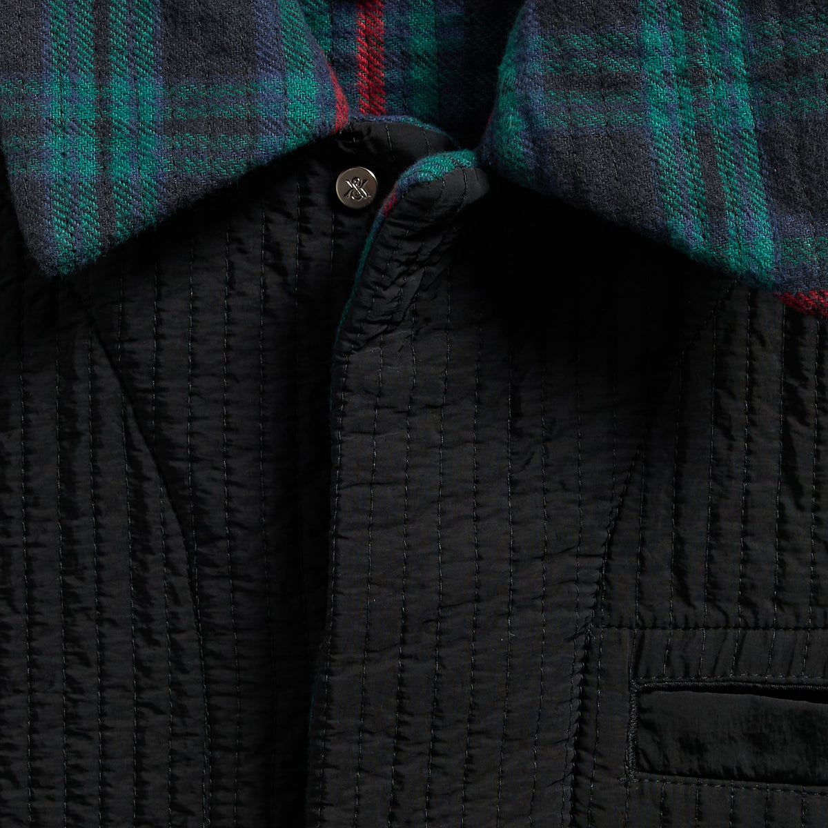 Kith Quilted Flannel Boxy Collared Overshirt - Black