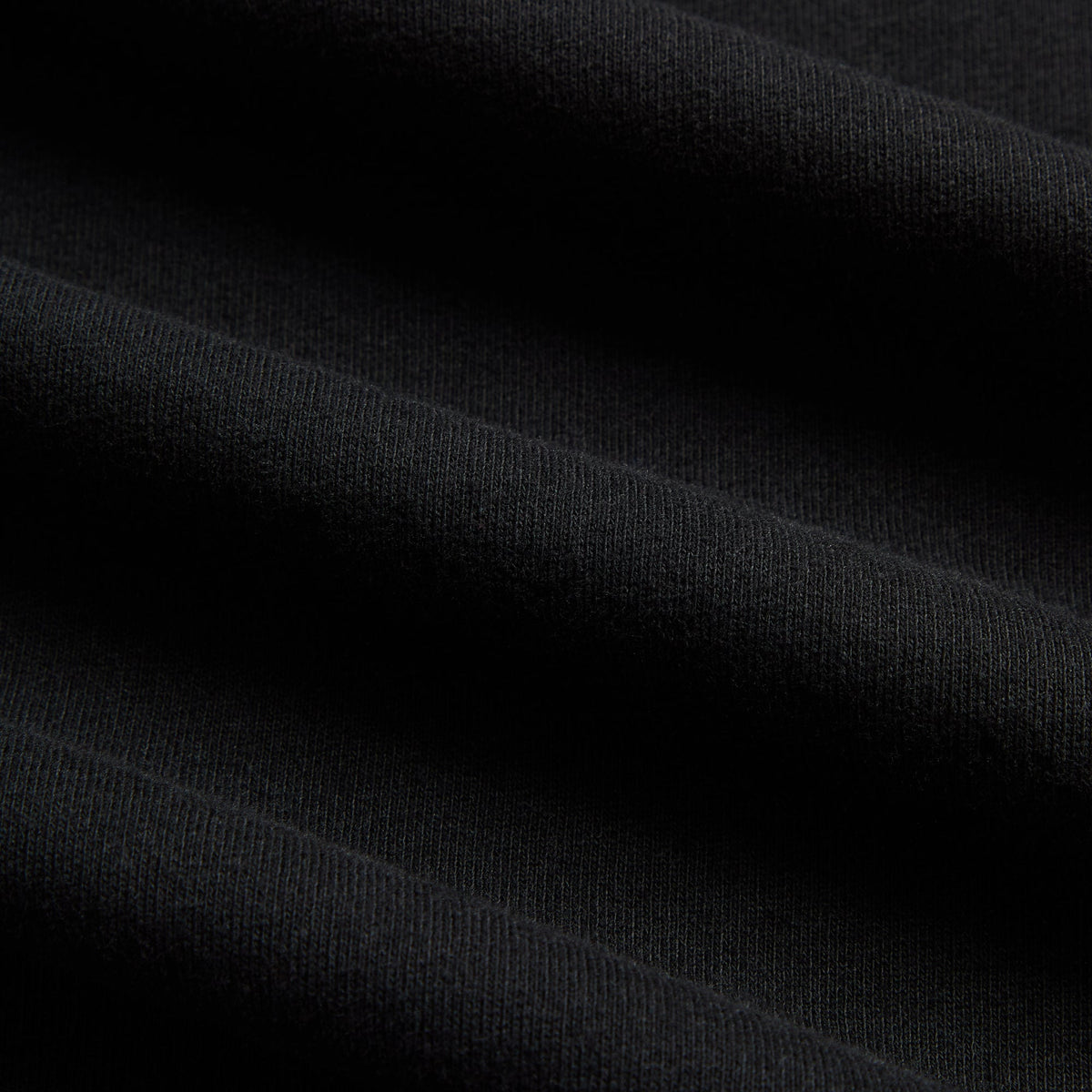 Close-up of black fleece fabric of the Kith Tobias zip-up hoodie