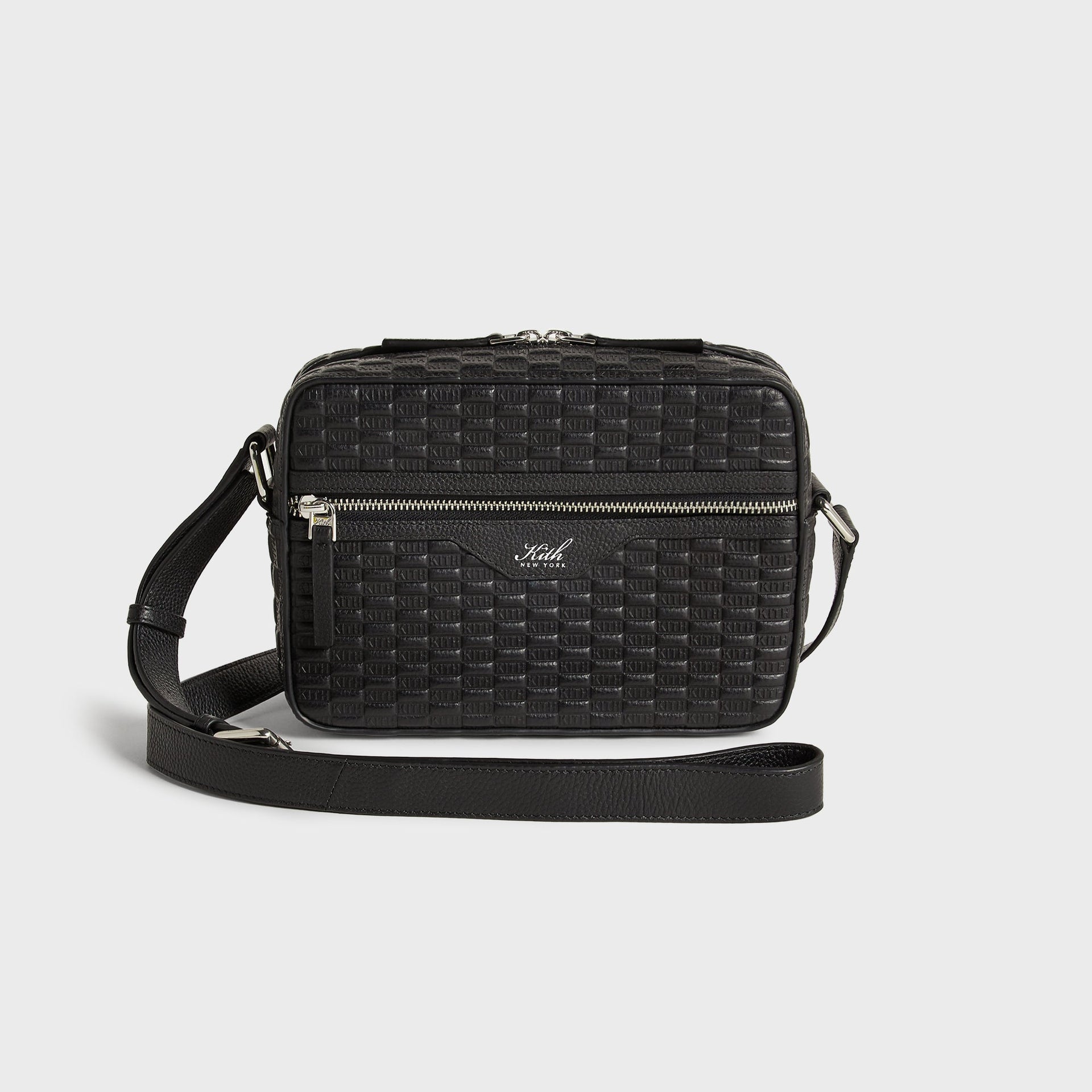Kith Monogram Tumbled Leather Camera Crossbody Bag - Black