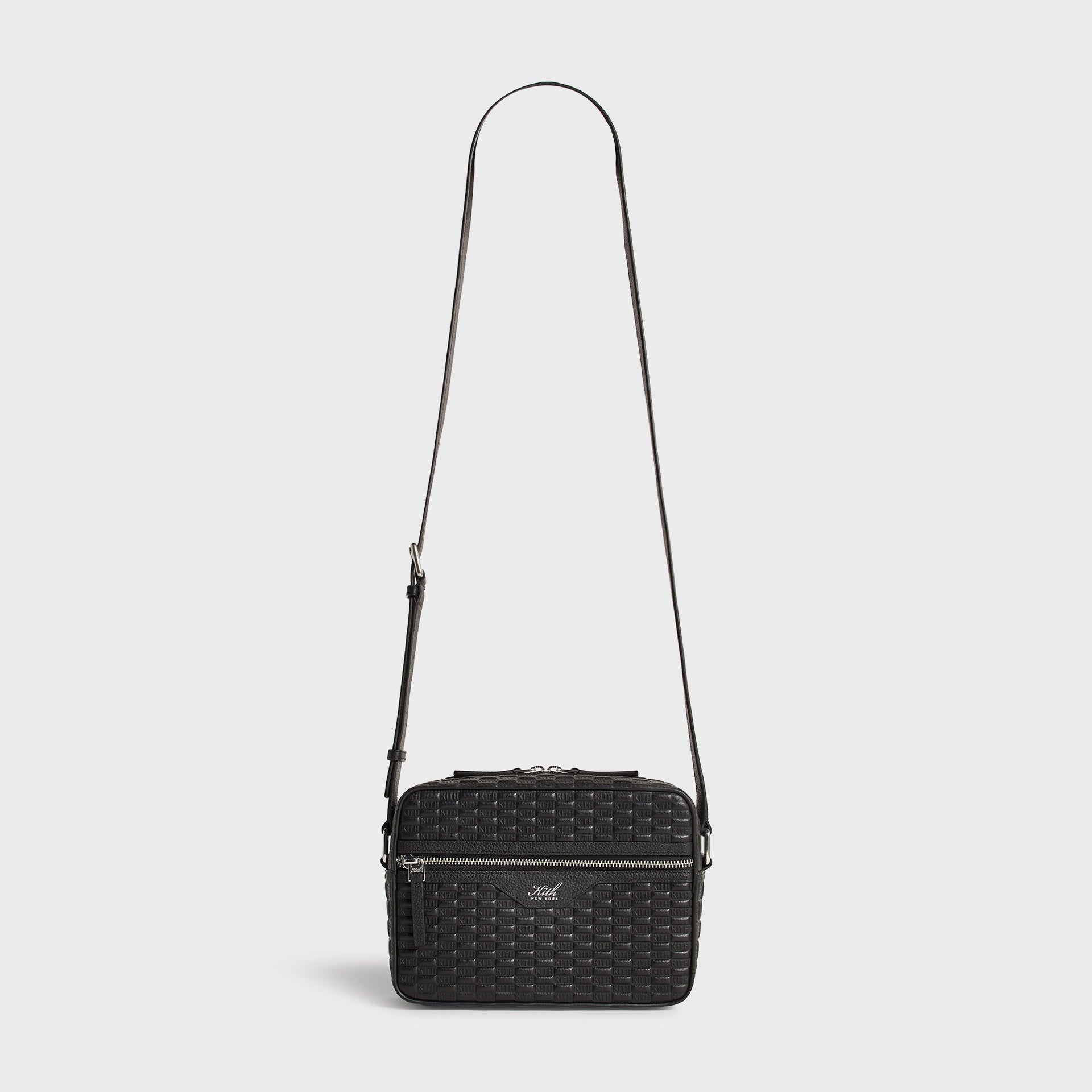 Kith Monogram Tumbled Leather Camera Crossbody Bag - Black