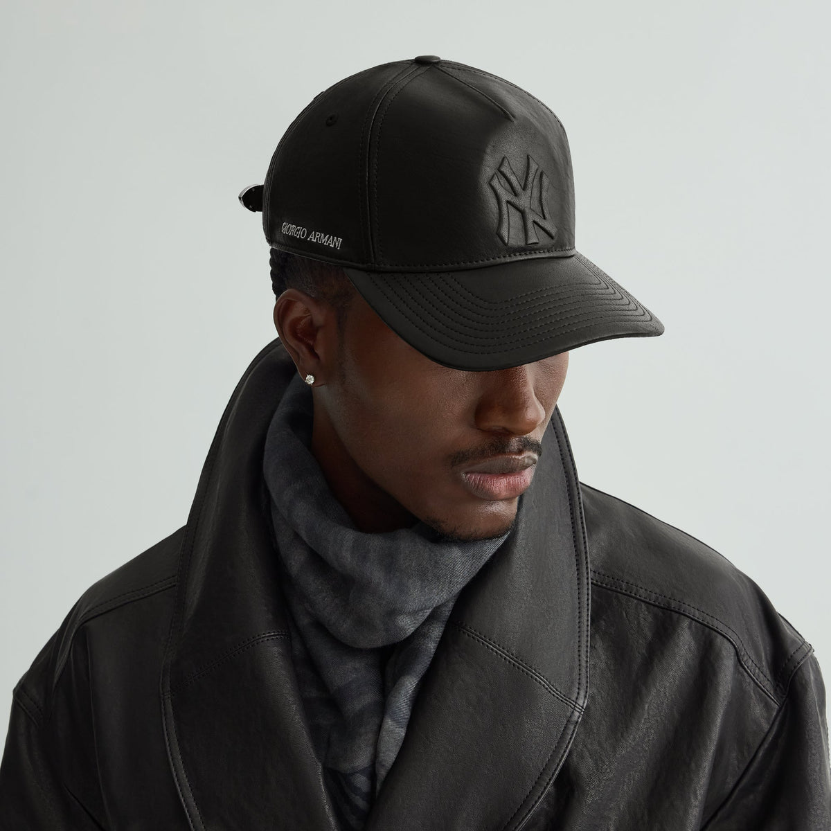 Giorgio Armani & Ronnie Fieg for '47 Soft Leather SL Hitch Cap - Black