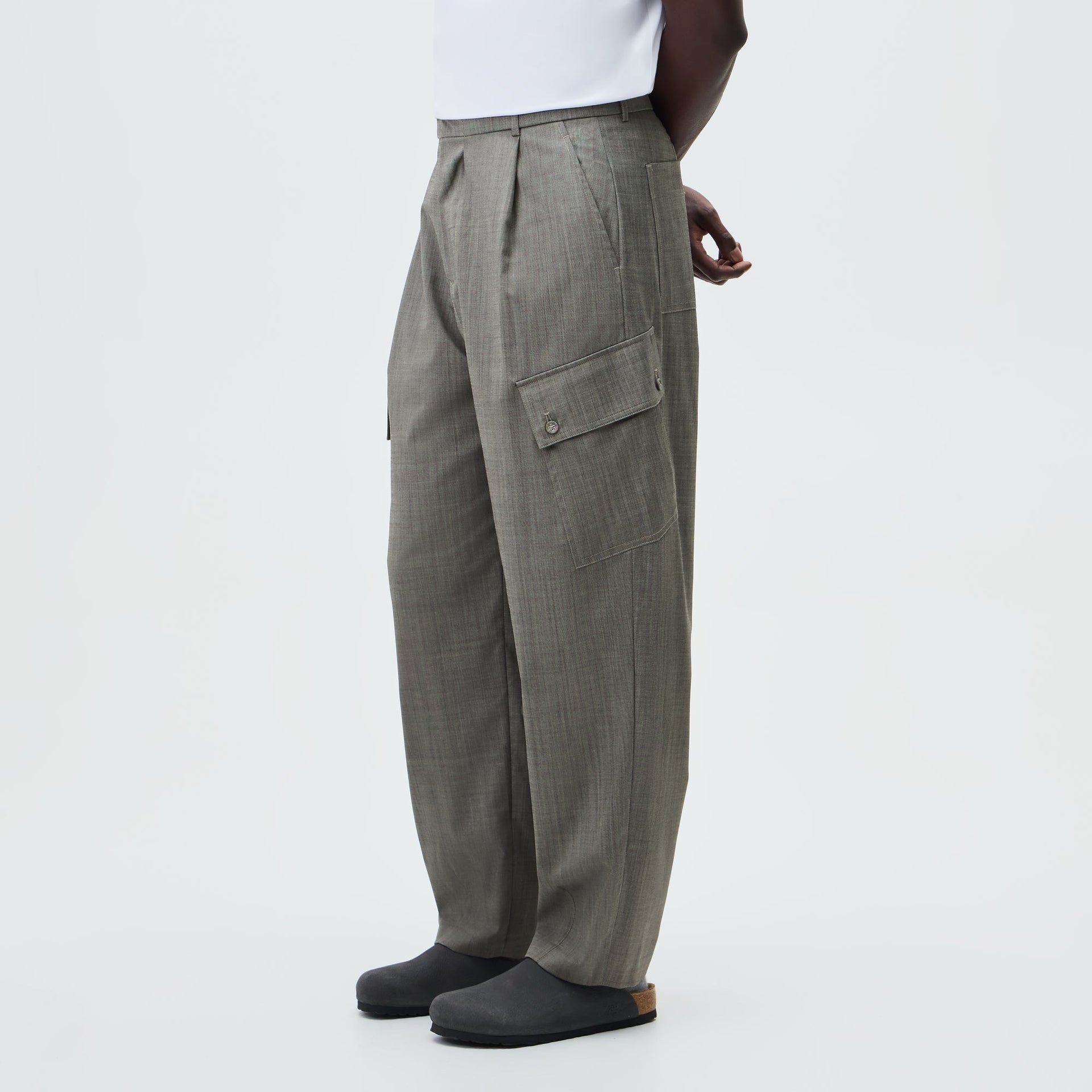 &Kin Tropical Wool Gibbs Pant - Grey Melange