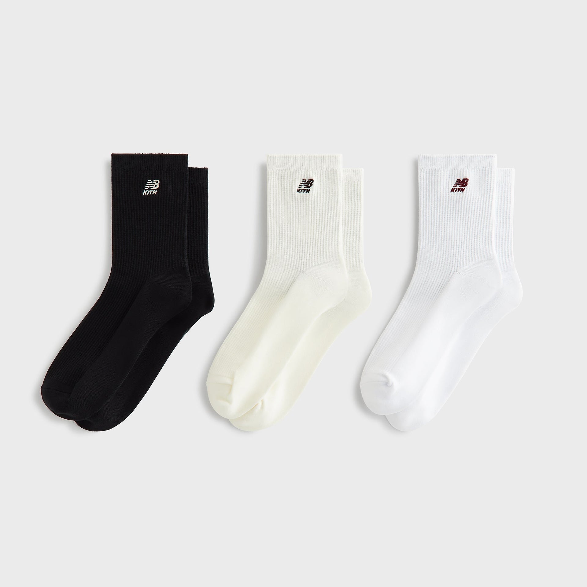 Kith & New Balance Mid Crew Waffle Knit 3-Pack Crew Socks - Multi - PH