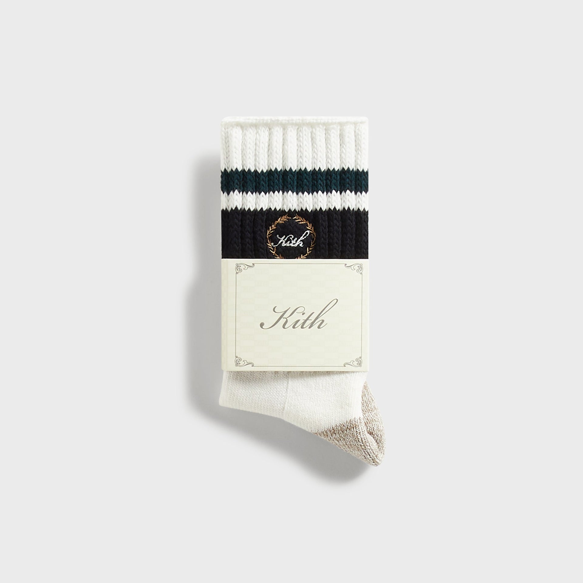 Kith Laurel Stripe Cotton Chunky Crew Socks - Silk