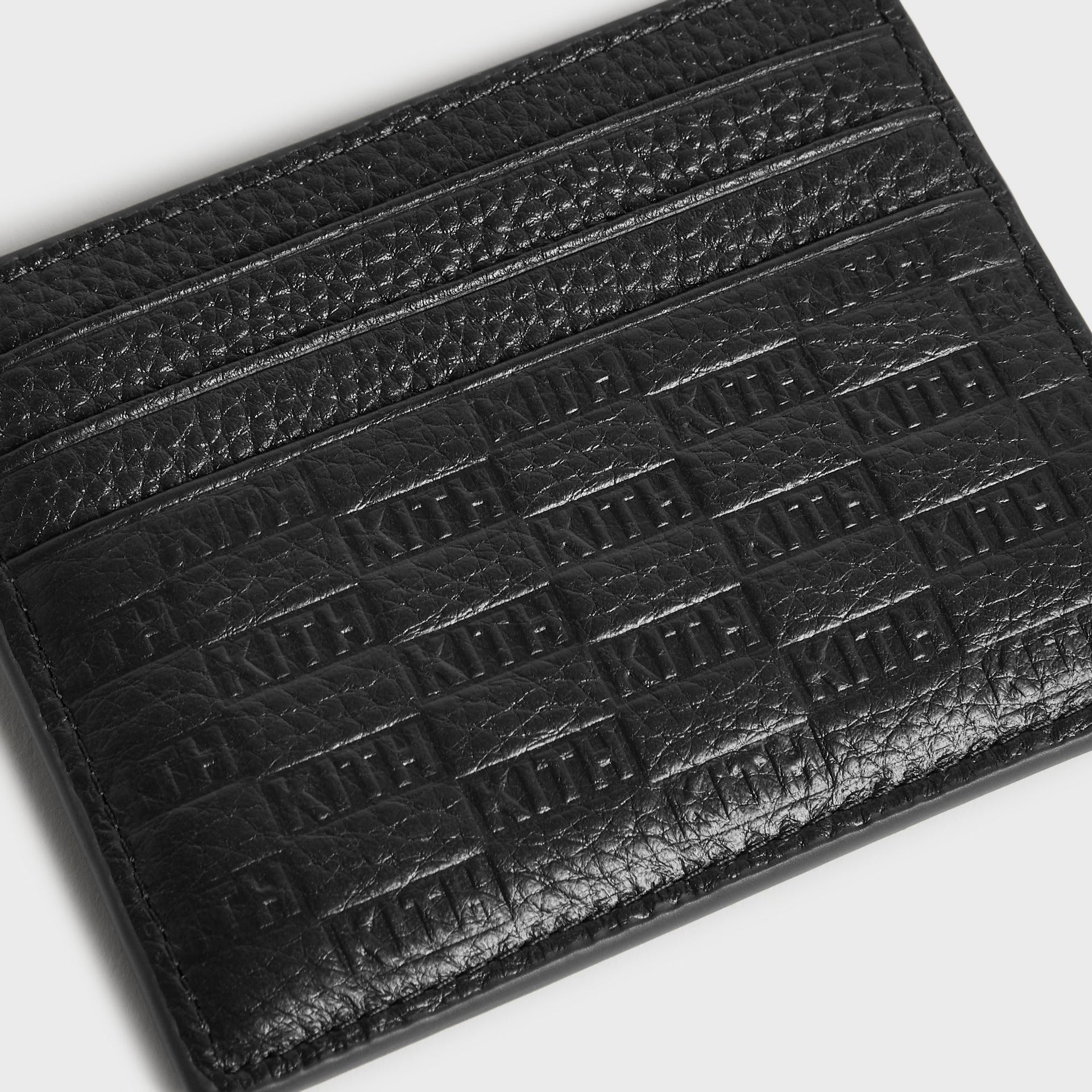 Kith Monogram Tumbled Leather Card Holder - Black