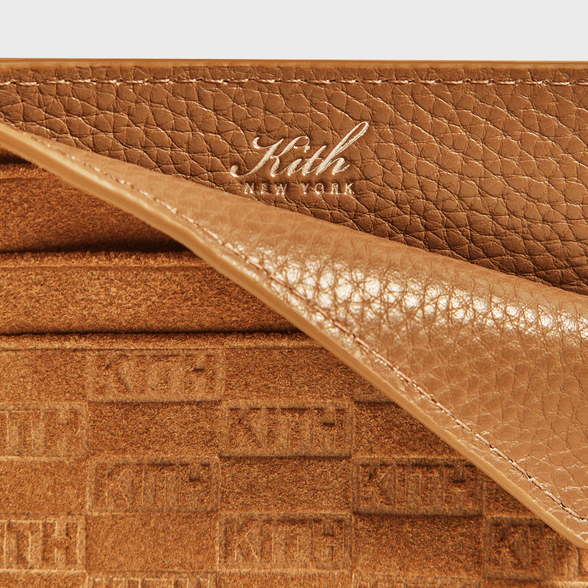Kith Monogram Suede Cardholder - Argil