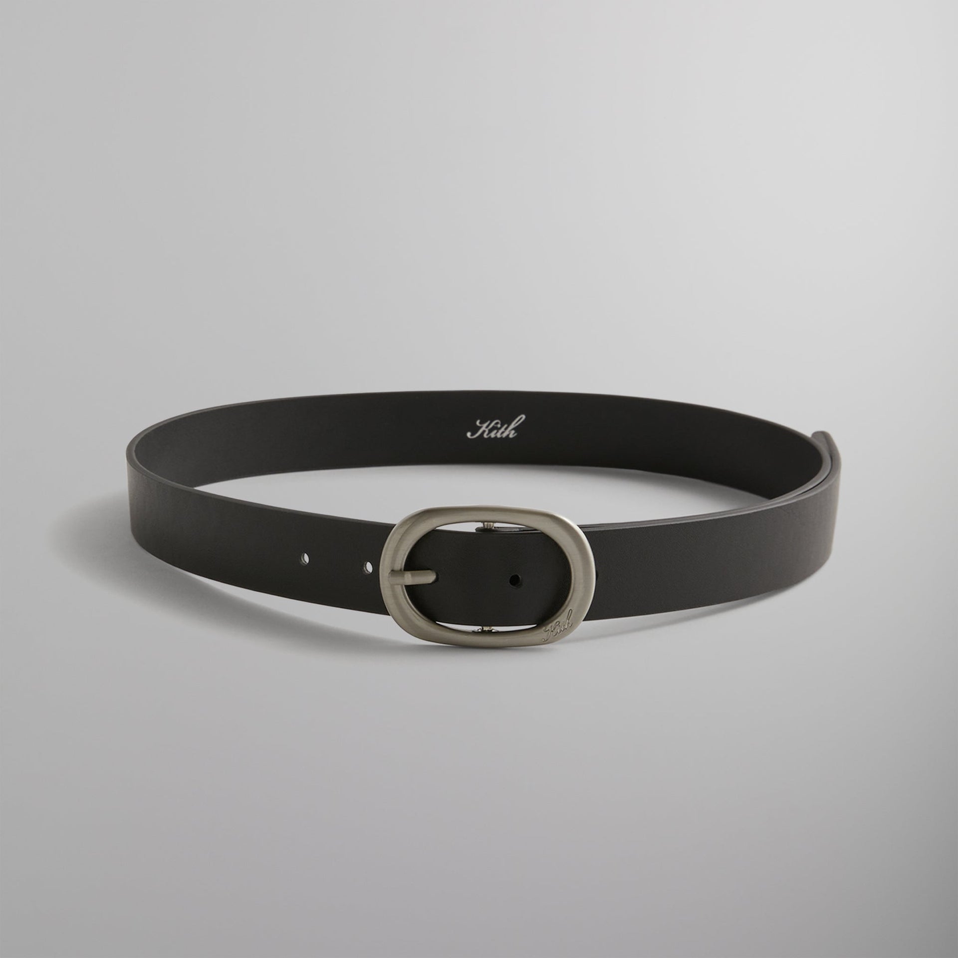 Kith Round Buckle Leather Belt - Black