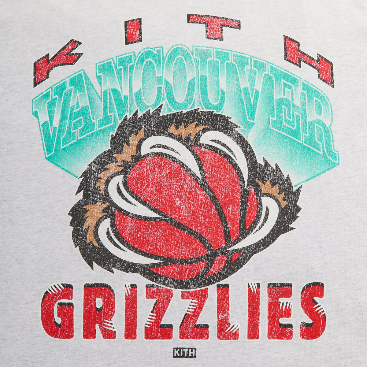 Kith for the Vancouver Grizzlies Vintage Jones II Tee - Light Heather Grey