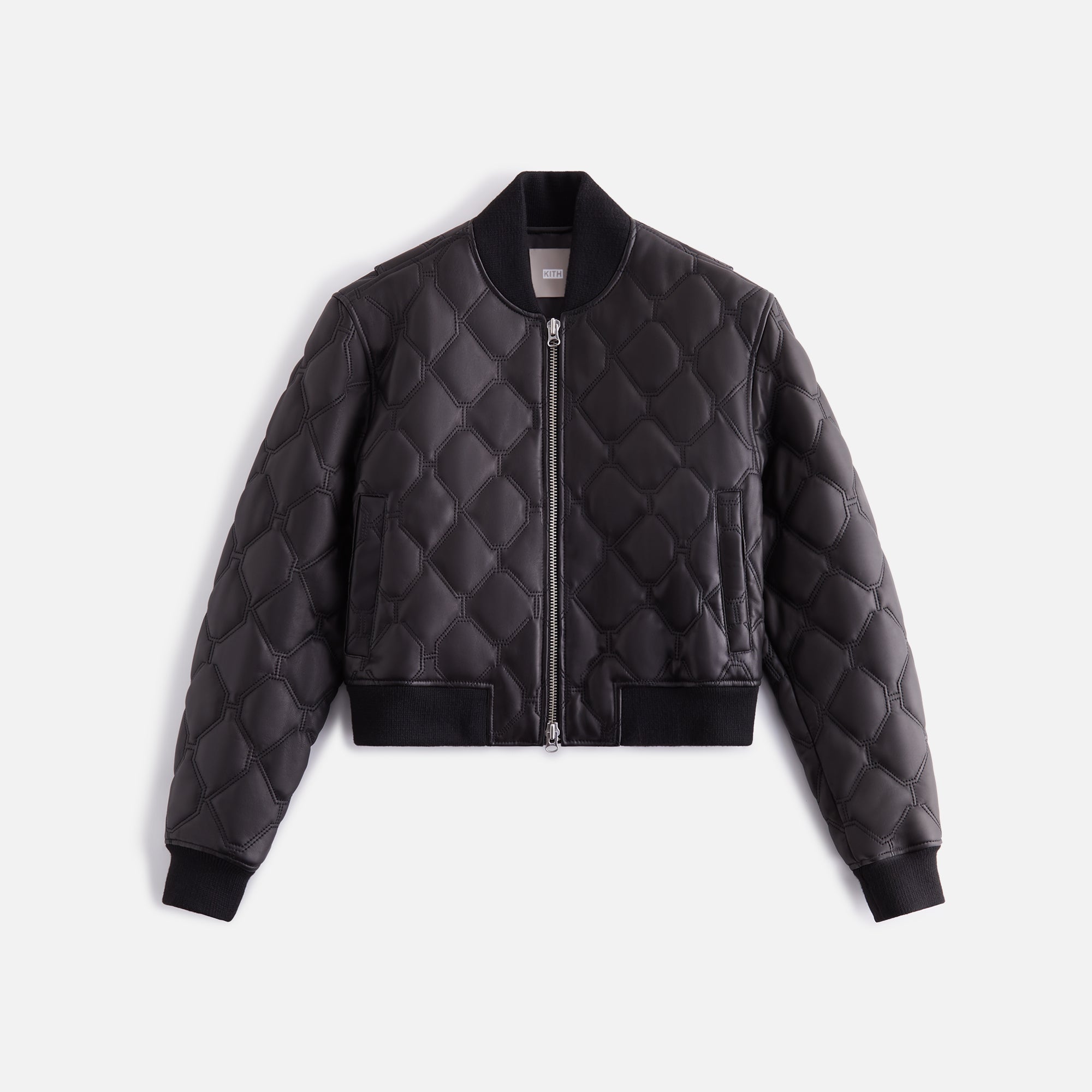 Kith Women Colton Quilted Logo Leather Bomber - Black – Kith Europe
