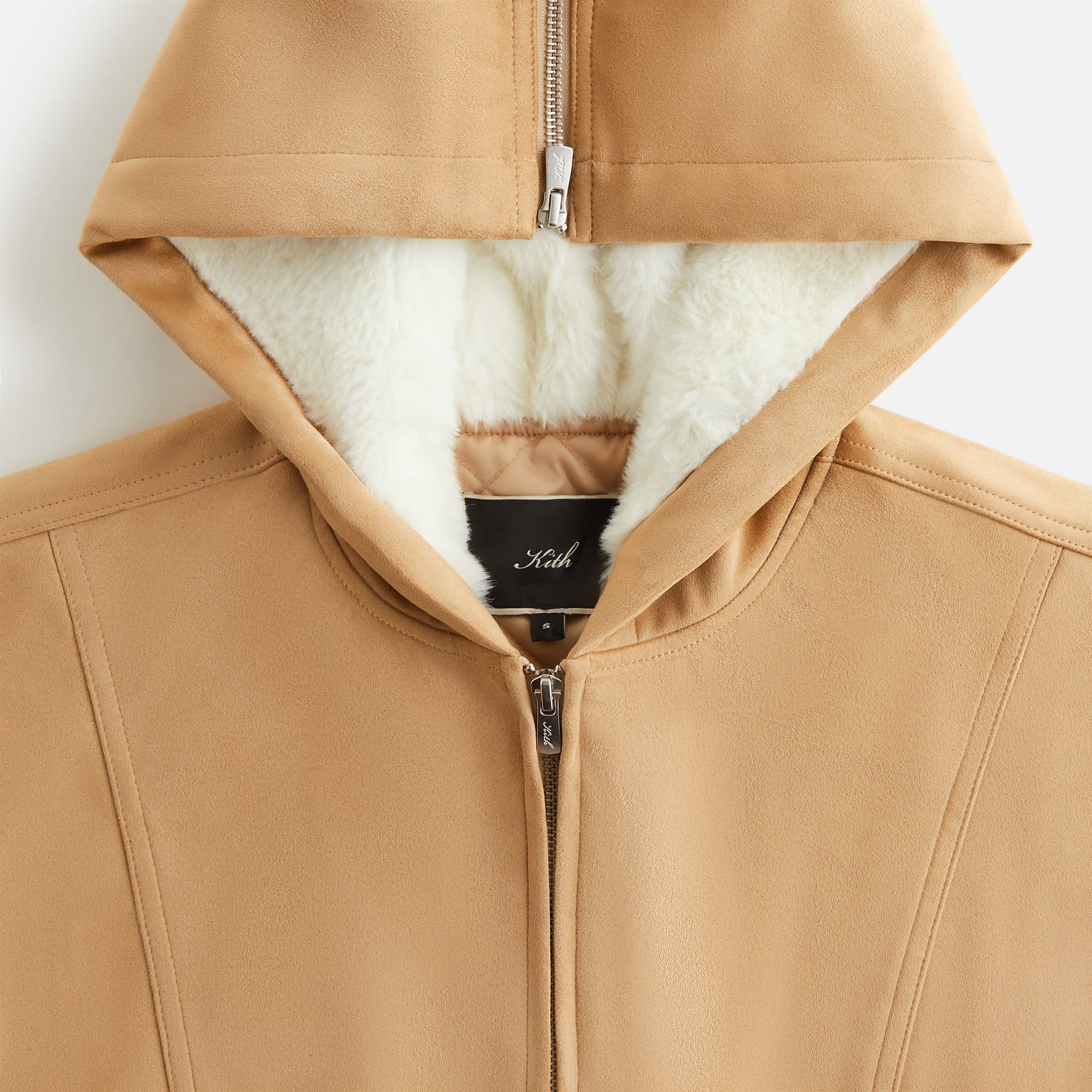 Kith Women Nylas Microsuede Zip Hooded Bomber - Birch