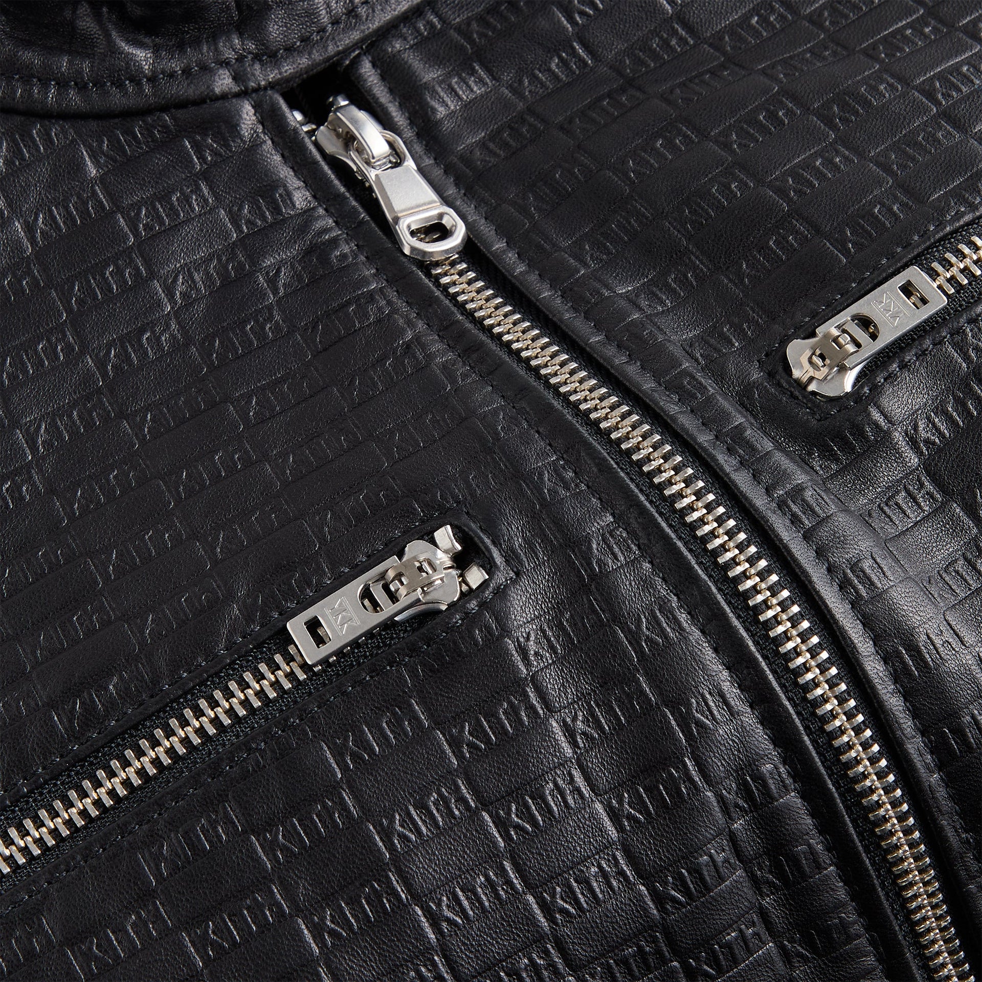 Lisa for Kith Women Nikita Monogram Leather Zip Top - Black