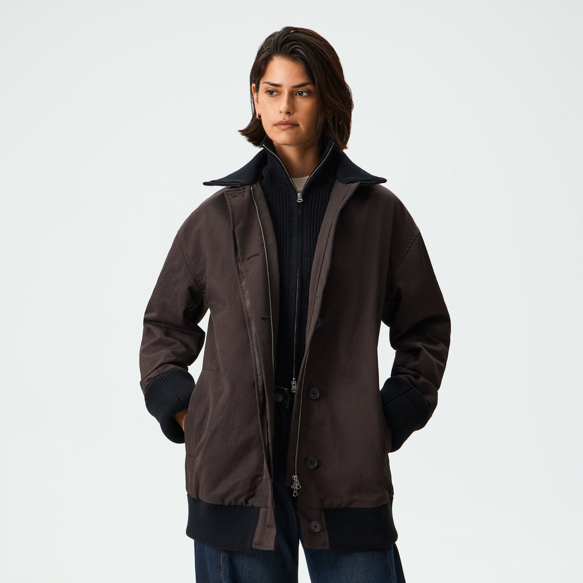 Kith Women Niall Sweater Layered Coat - Incognito