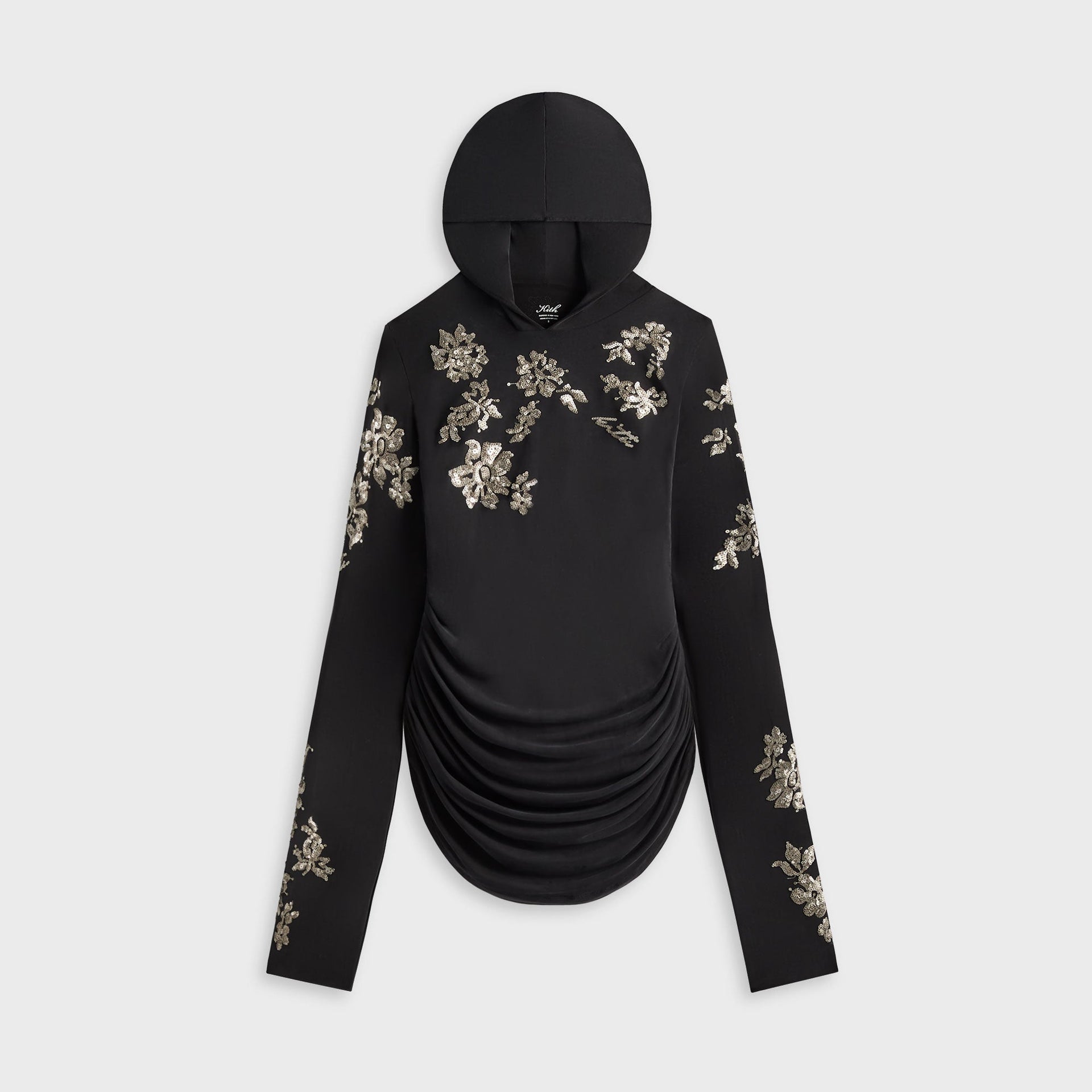 Lisa for Kith Women Sofi Embellished Ruched Hoodie - Black