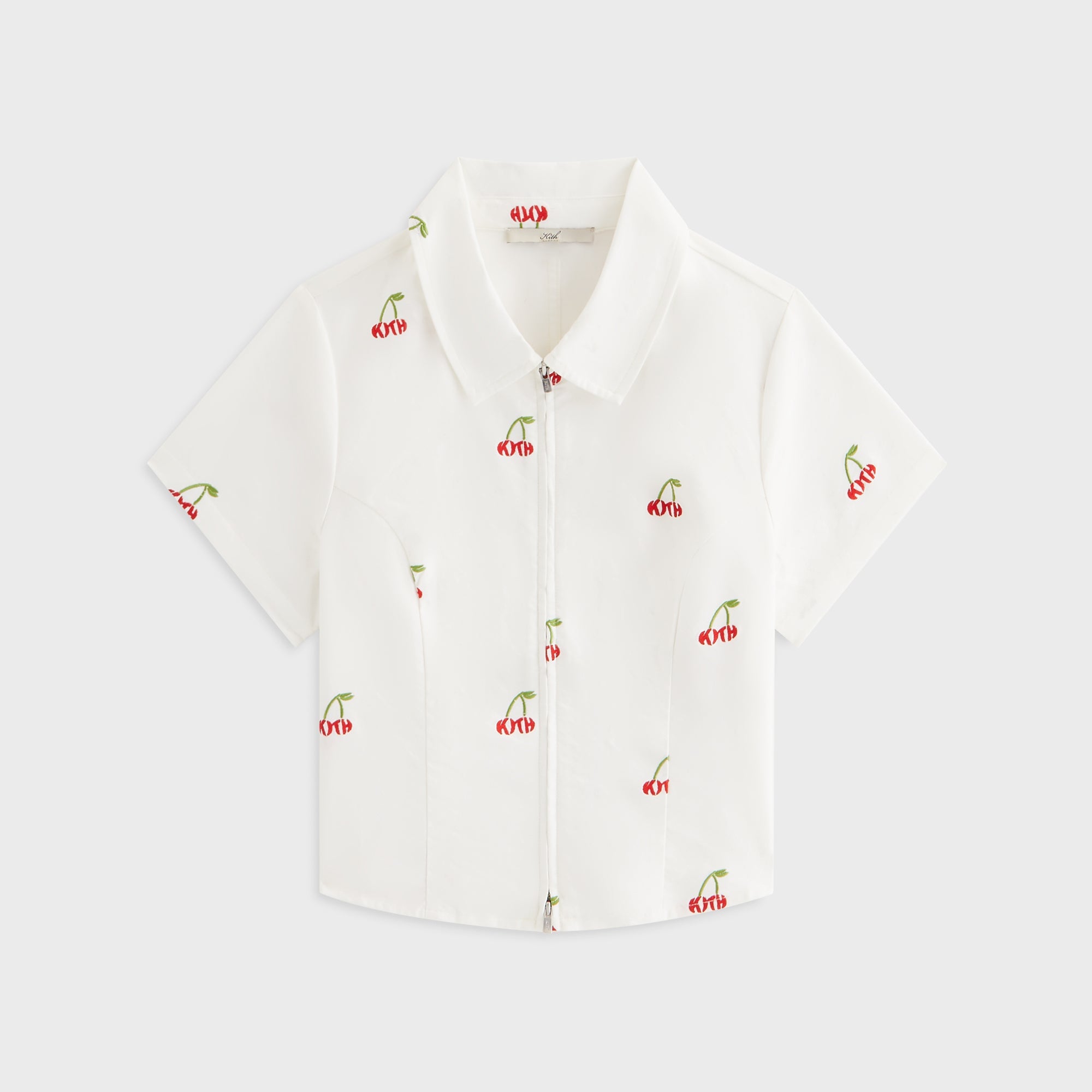 Kith Women Caela Cherry Oxford Zip Shirt - White – Kith Europe