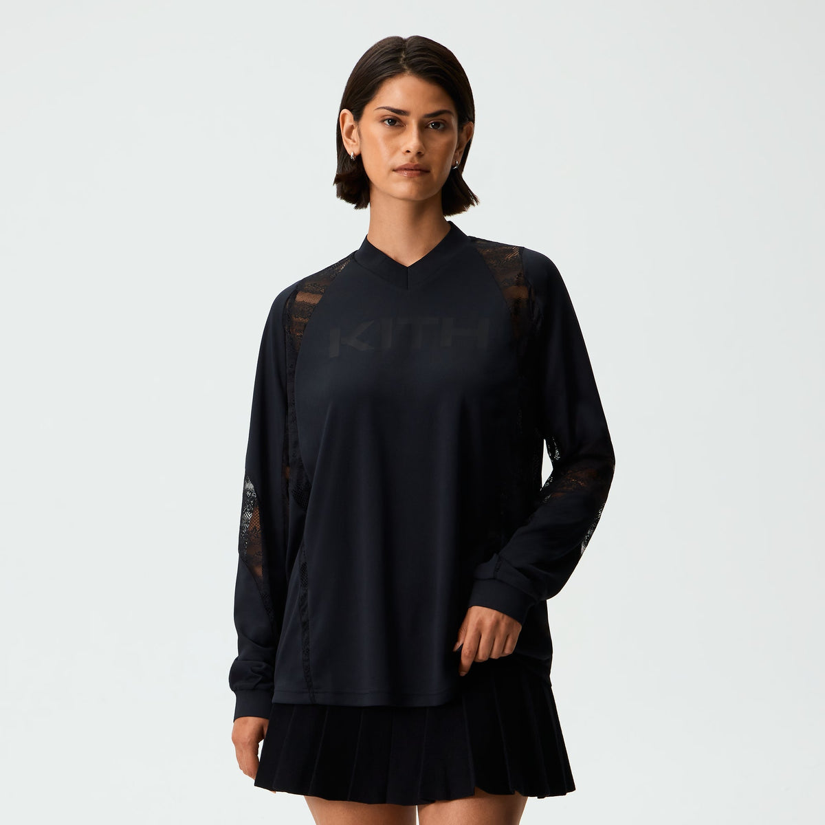 Kith Women Ridley Lace Paneled Long Sleeve - Black Beauty - PH