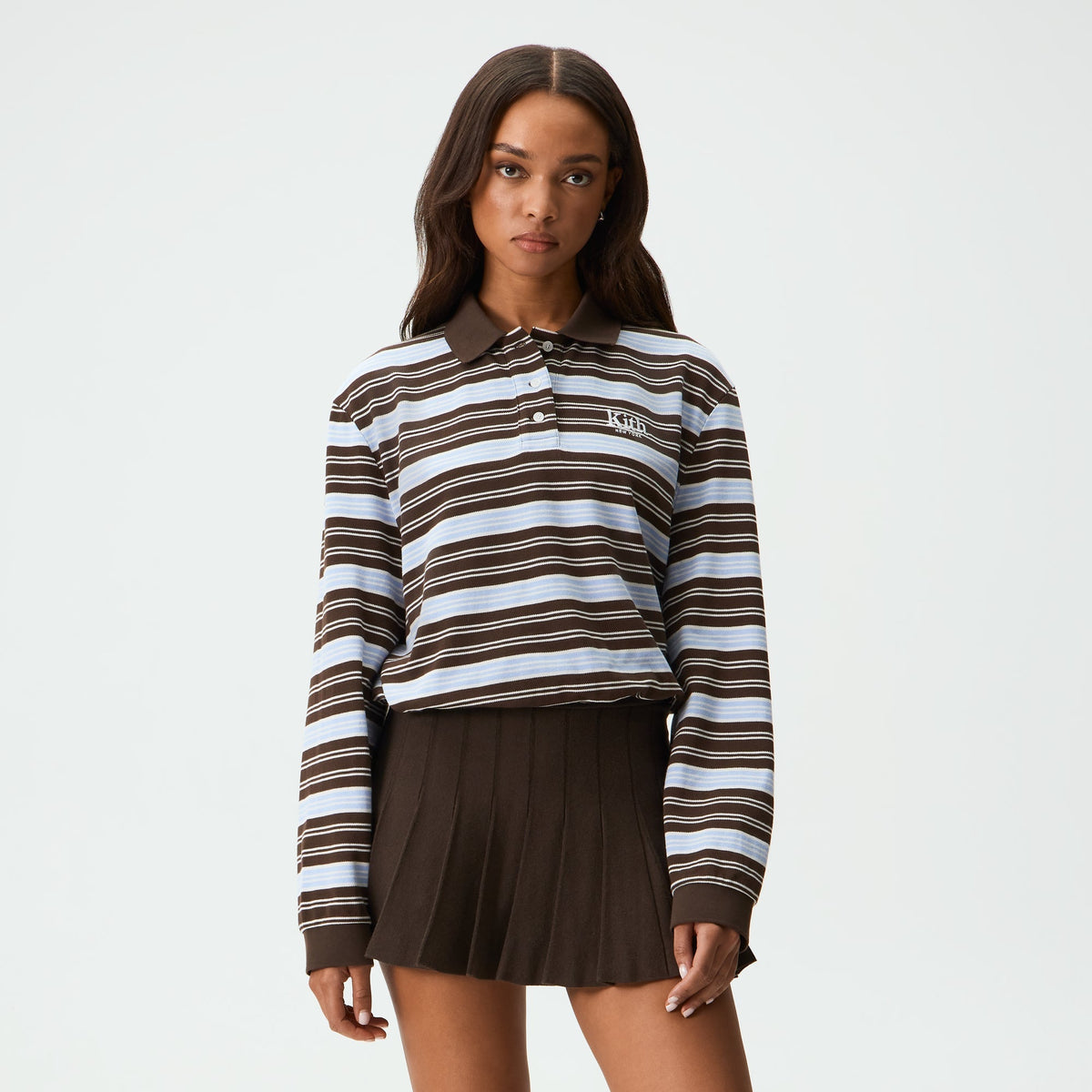 Kith Women Sadie Striped Polo Long Sleeve - Legacy - PH