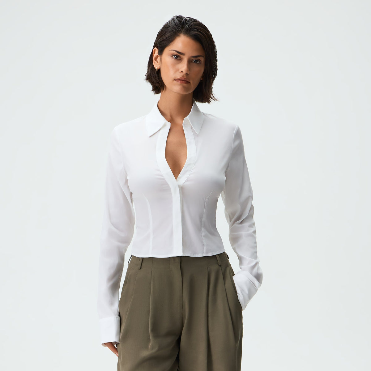 Kith Women Camilla Plunge Shirt - White - PH