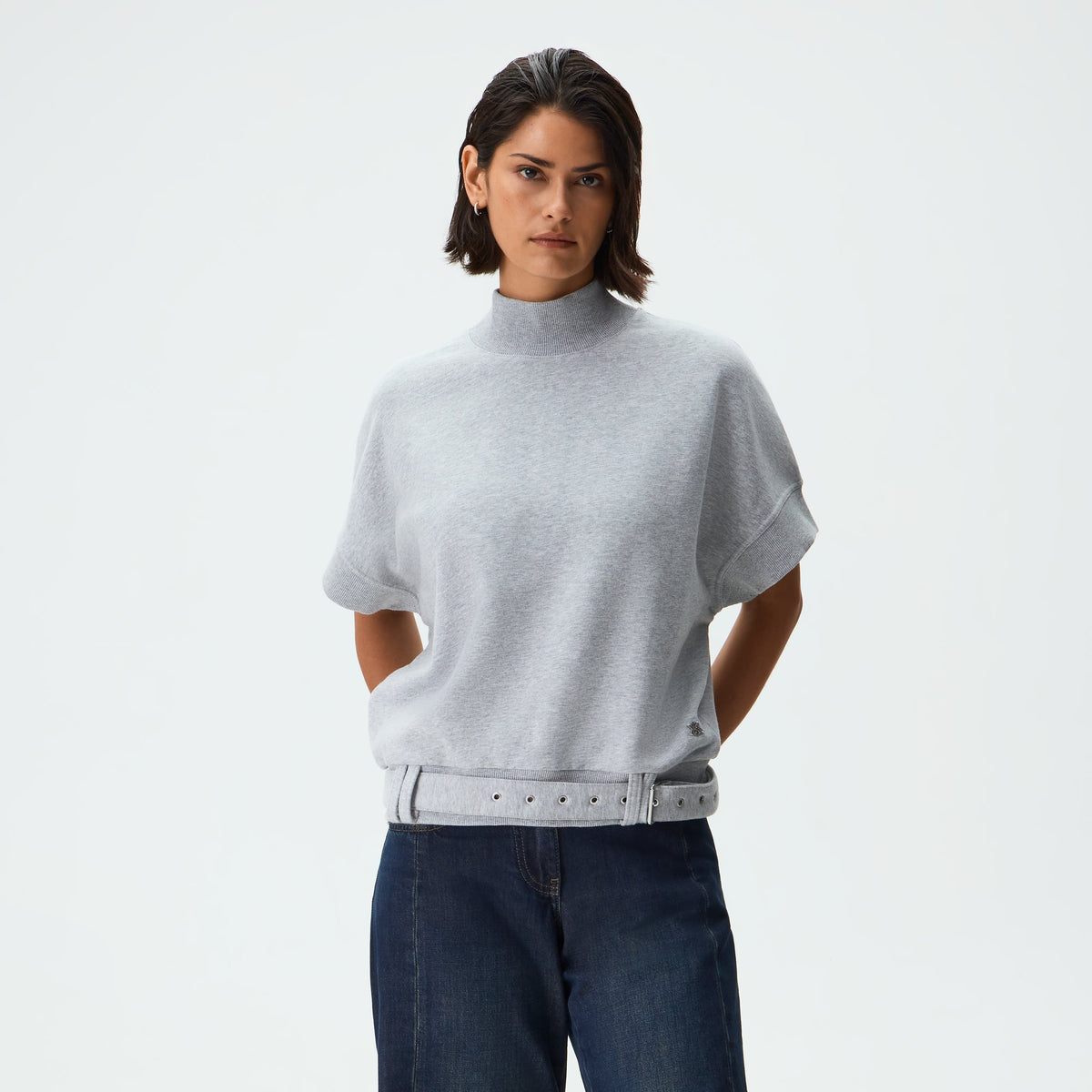 Kith Women Opal Moto Dolman Short Sleeve - Cool Heather Grey