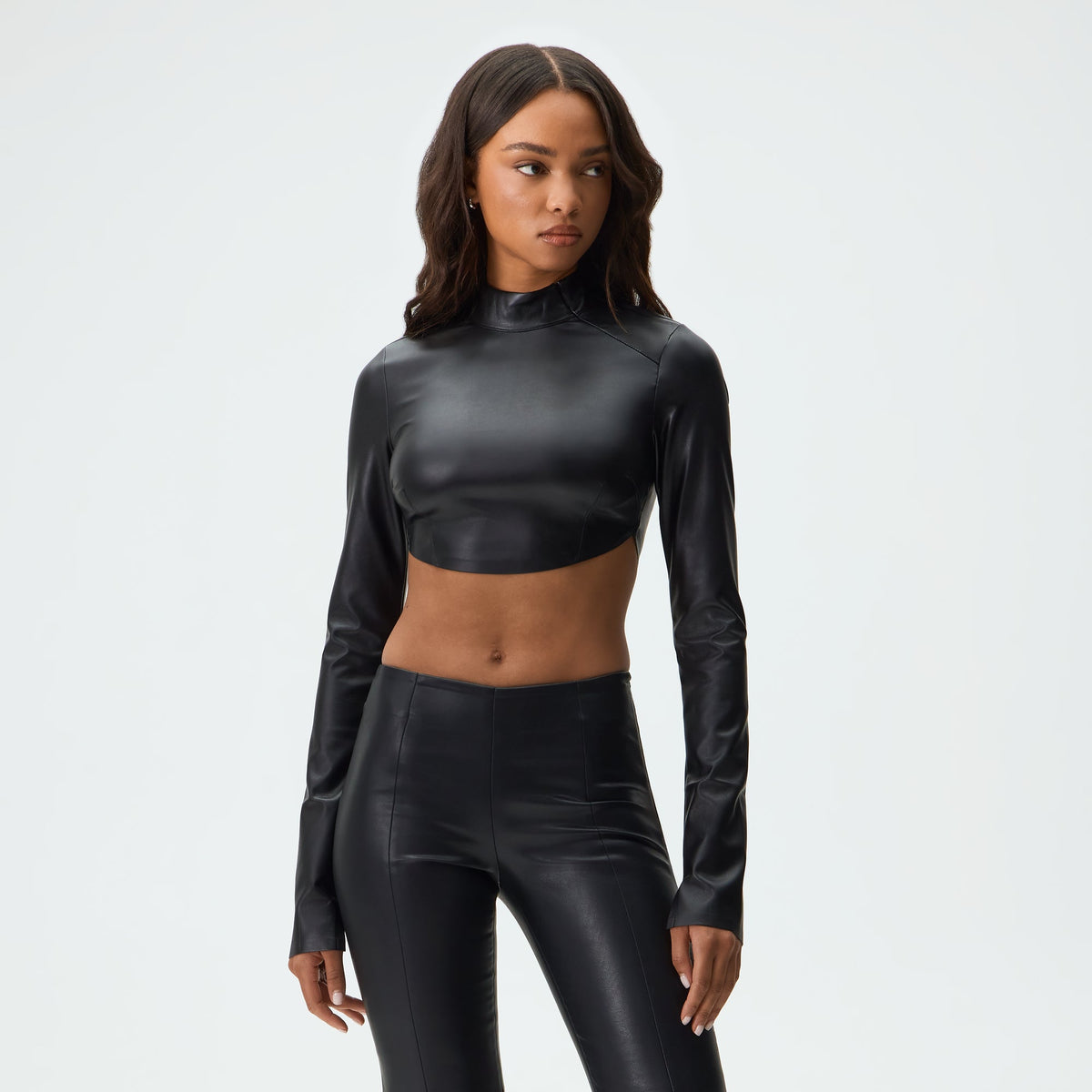 Kith Women Duri Faux Leather Asymmetrical Zip Top - Black