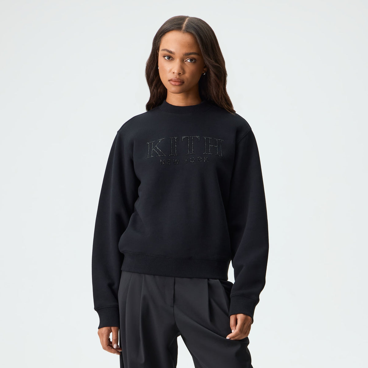 Kith Women Ashwin Crystal Serif Crewneck - Black - PH