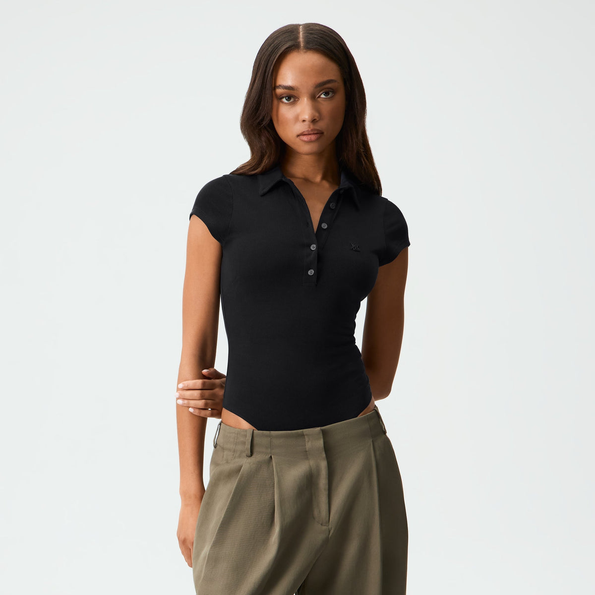 Kith Women Rose Polo Bodysuit - Black - PH