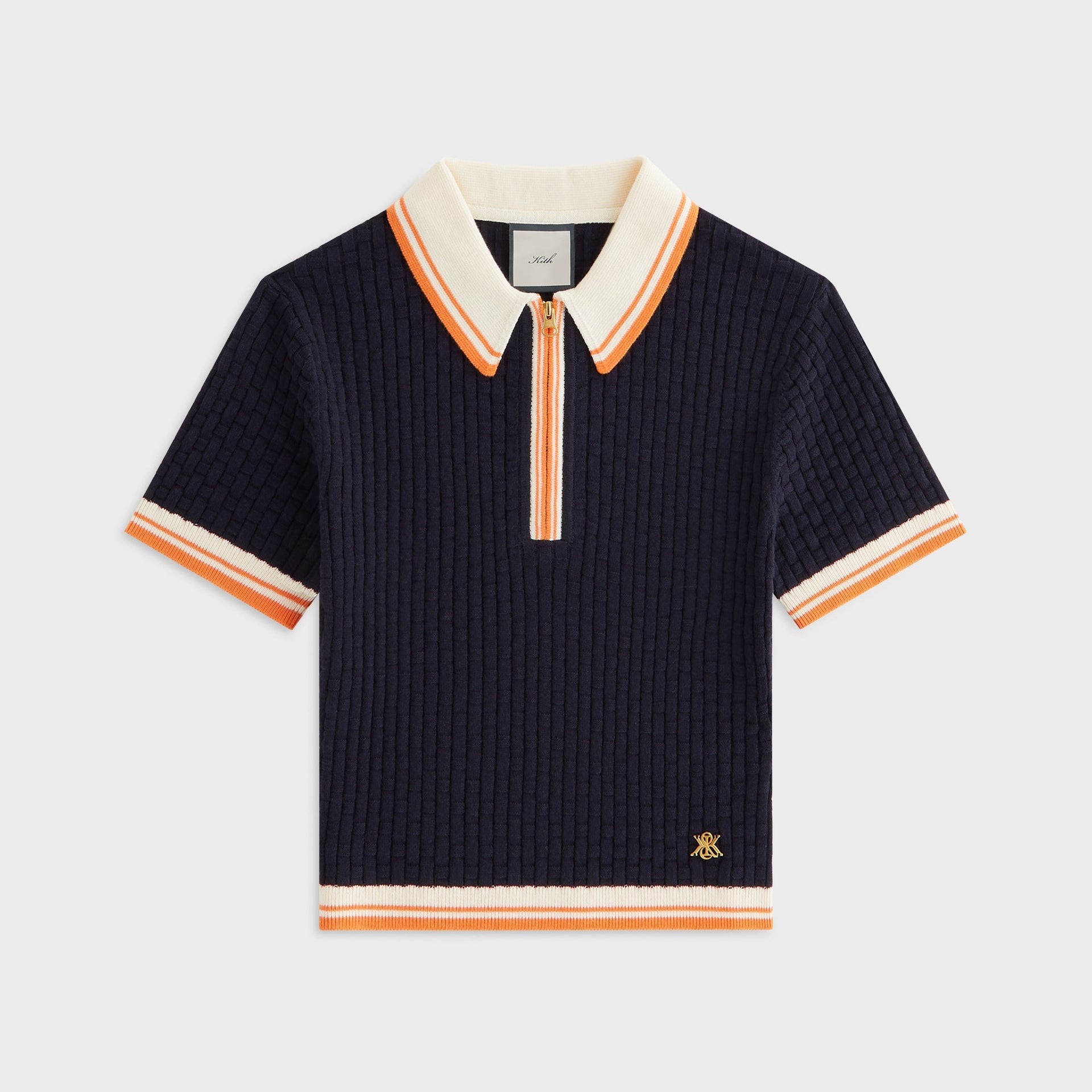 Kith Women Taylen Basketweave Sweater Polo - Ink Kith Europe Kith Women Taylen Basketweave Sweater Polo - Ink Kith Europe