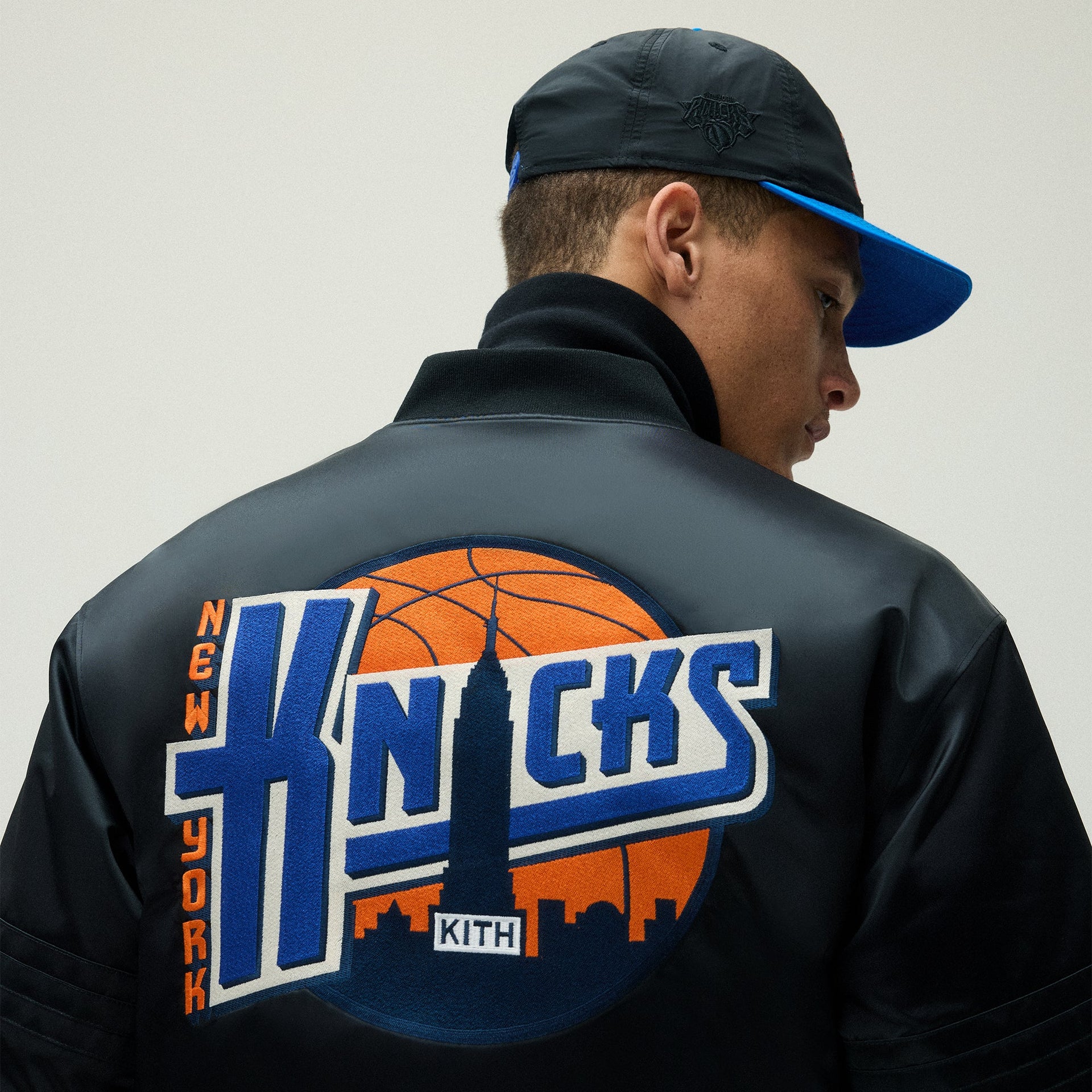 Kith for the New York Knicks Ball Satin Bomber Jacket - Black