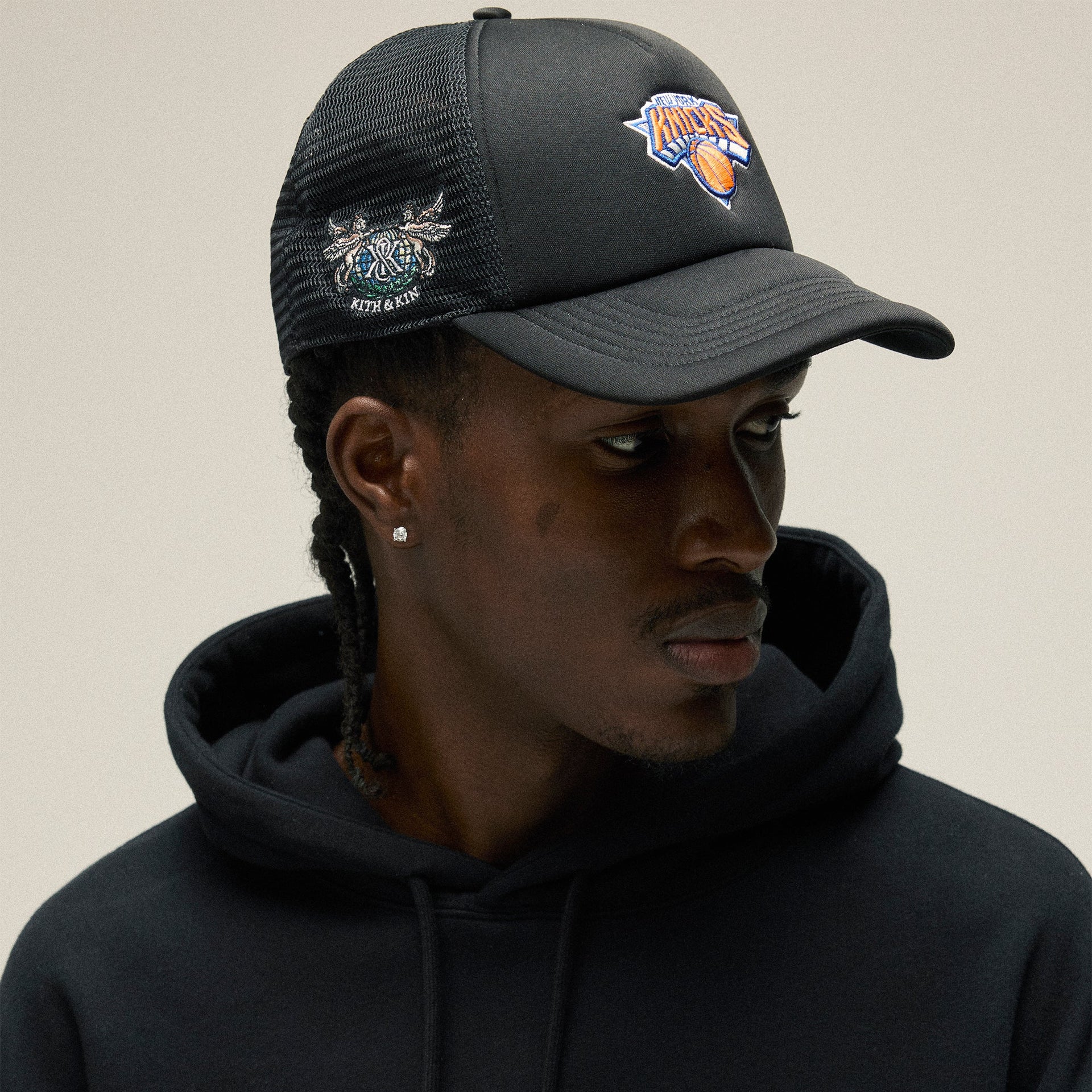 Kith & '47 for the New York Knicks Satin Franchise LS Trucker Hat - Black