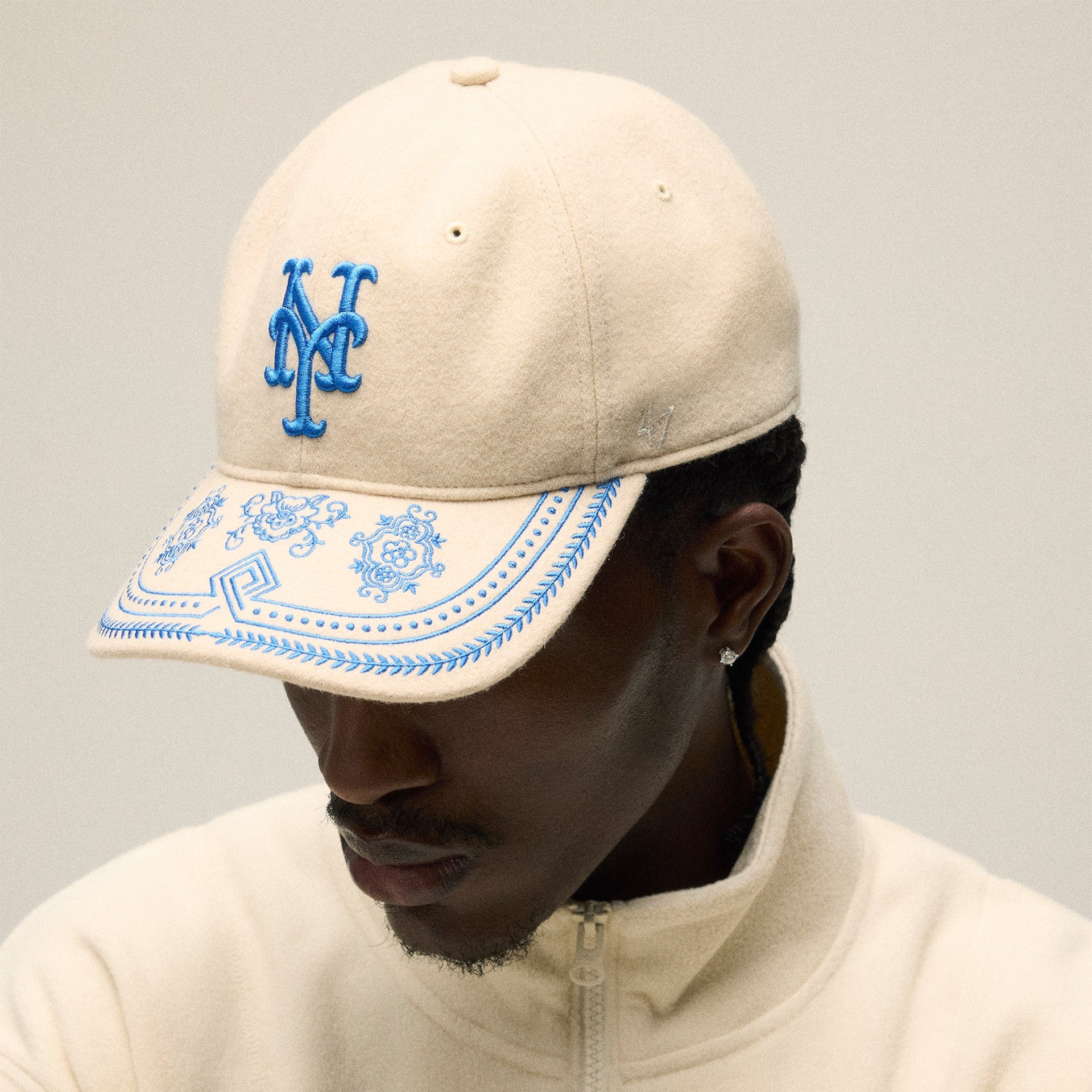 Kith & ‘47 for the New York Mets Embroidered Franchise LS Cap - Sandrift