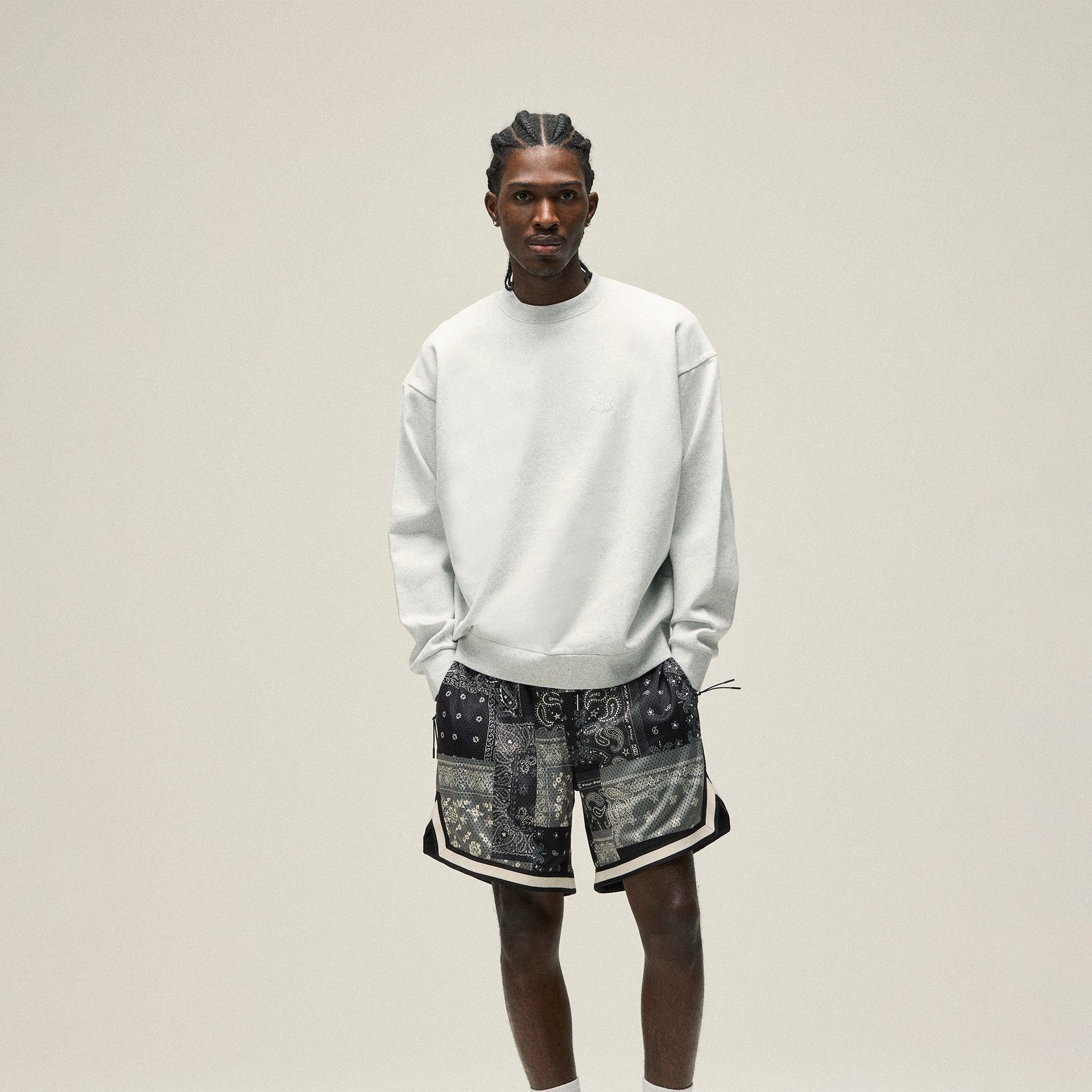 Kith Compact Knit Nelson Crewneck - Light Heather Grey