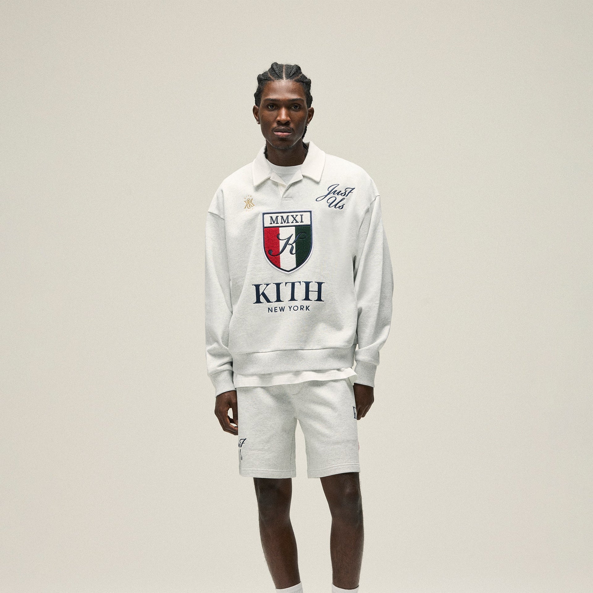 Kith Fleece Curtis Short - Light Heather Grey