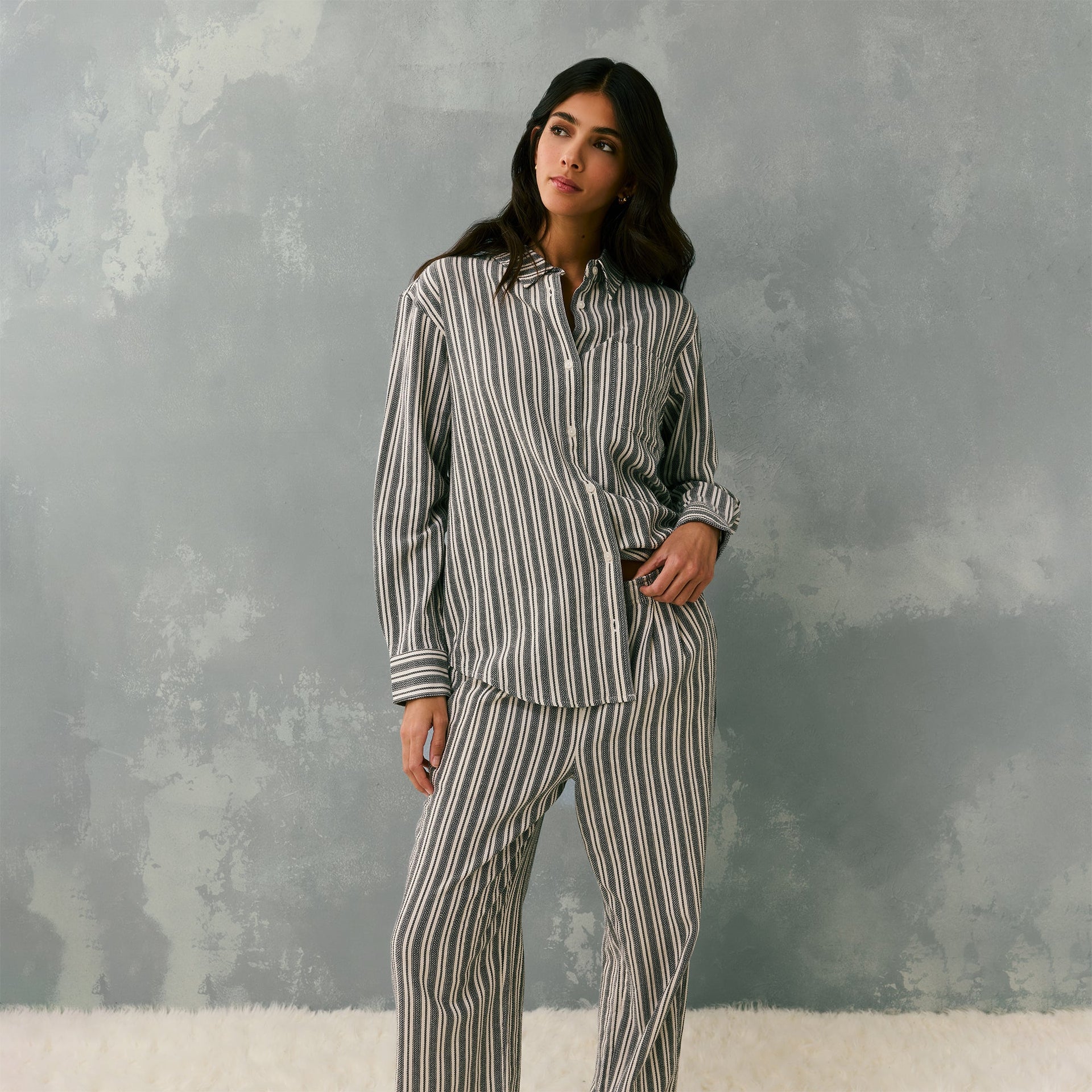 Kith Women Ora II Dobby Stripe Shirt - Black
