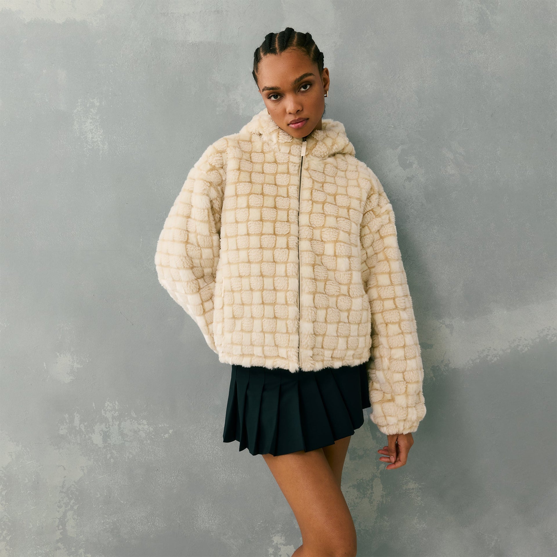 Kith Women Toshi Checked Teddy Bomber - Veil