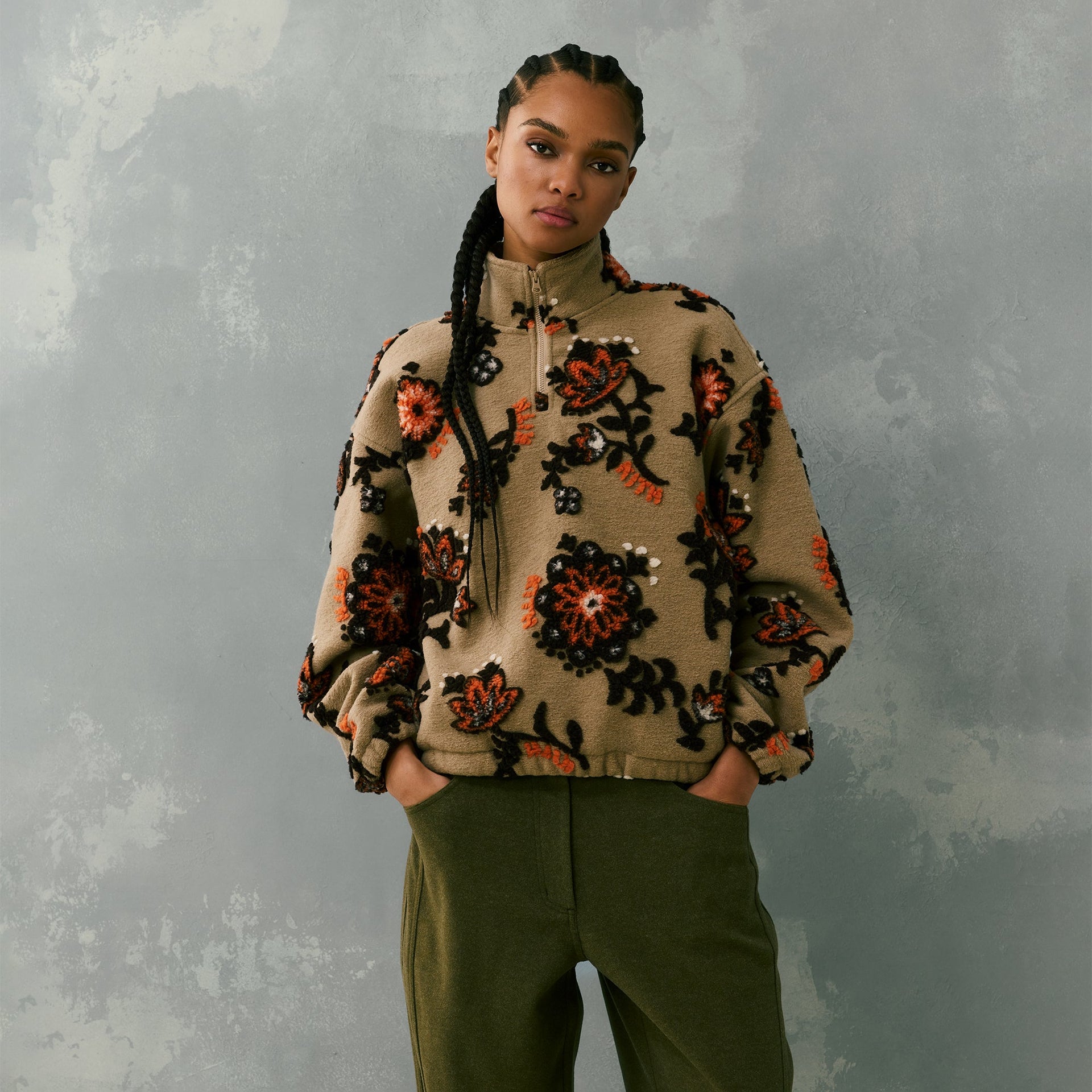 Kith Women Hunter III Paisley Sherpa 1/4 Zip - Canvas