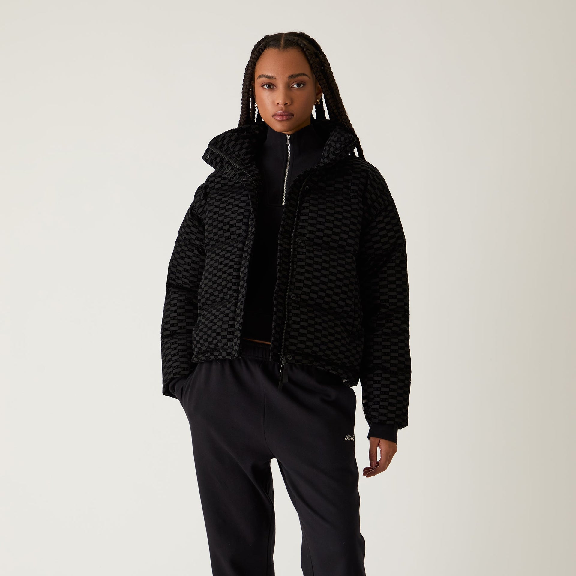 Kith Women Wynne Monogram Convertible Puffer - Black