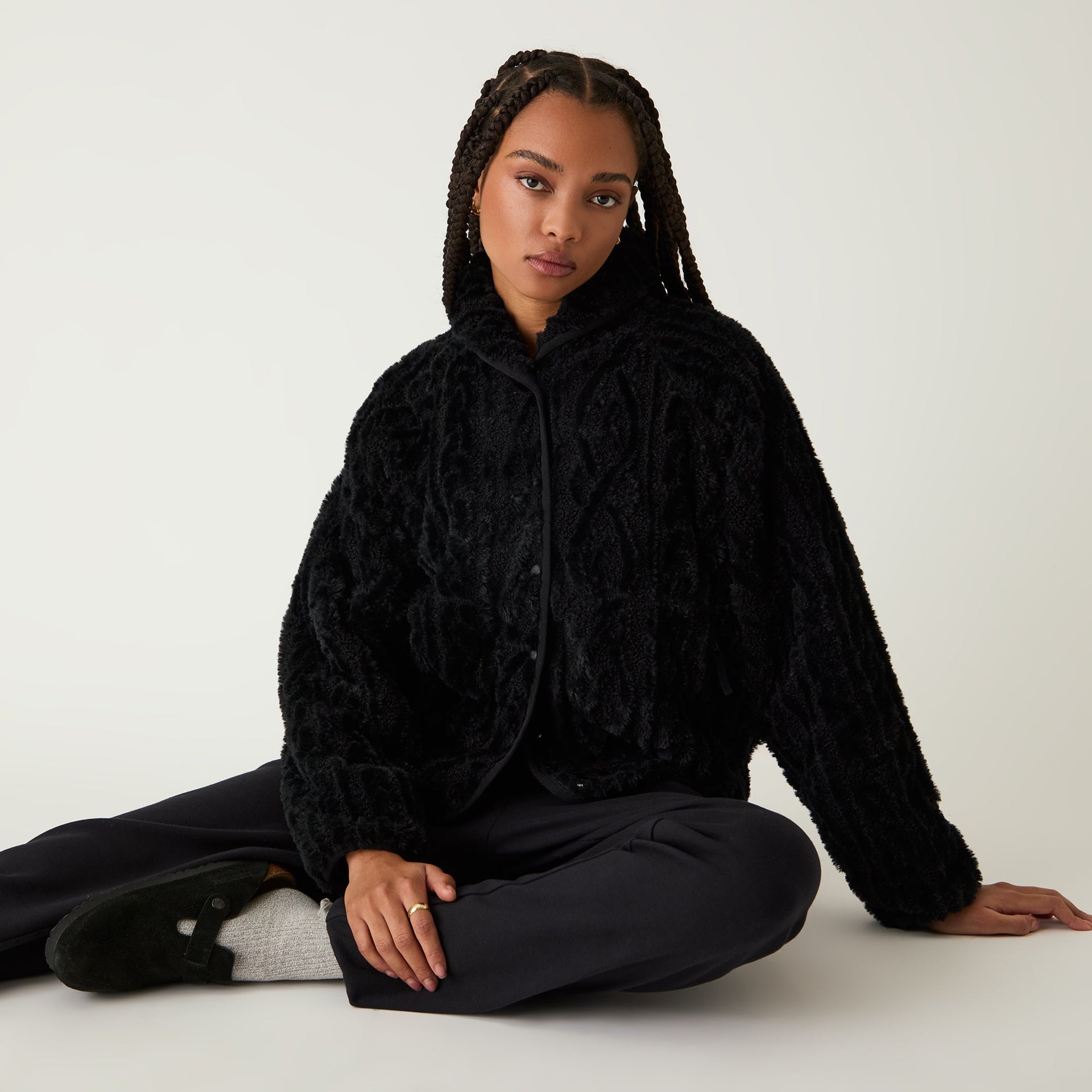 Kith Women Grayson Cable Sherpa Jacket - Black