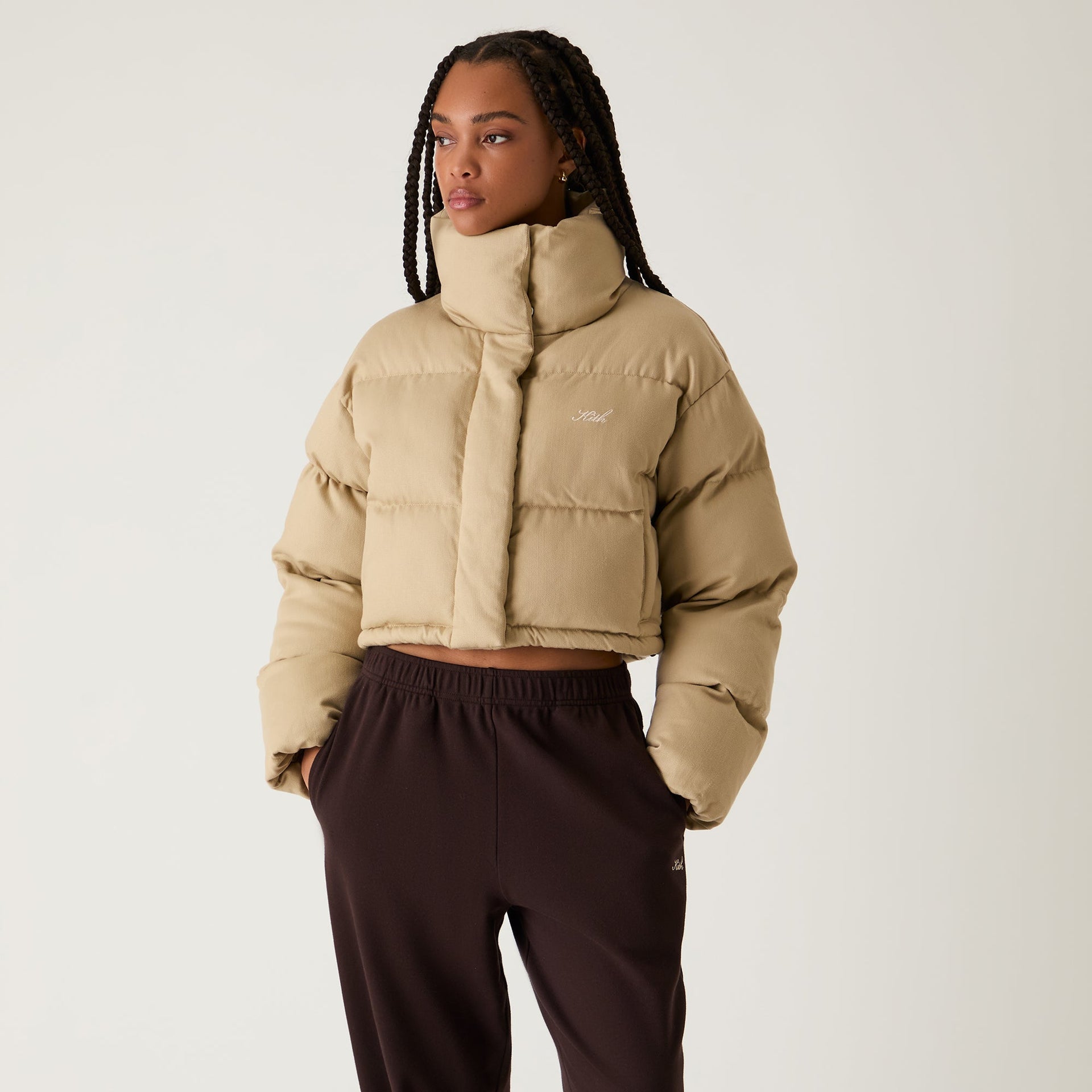 Kith Women Shae Cropped Denim Puffer - Birch